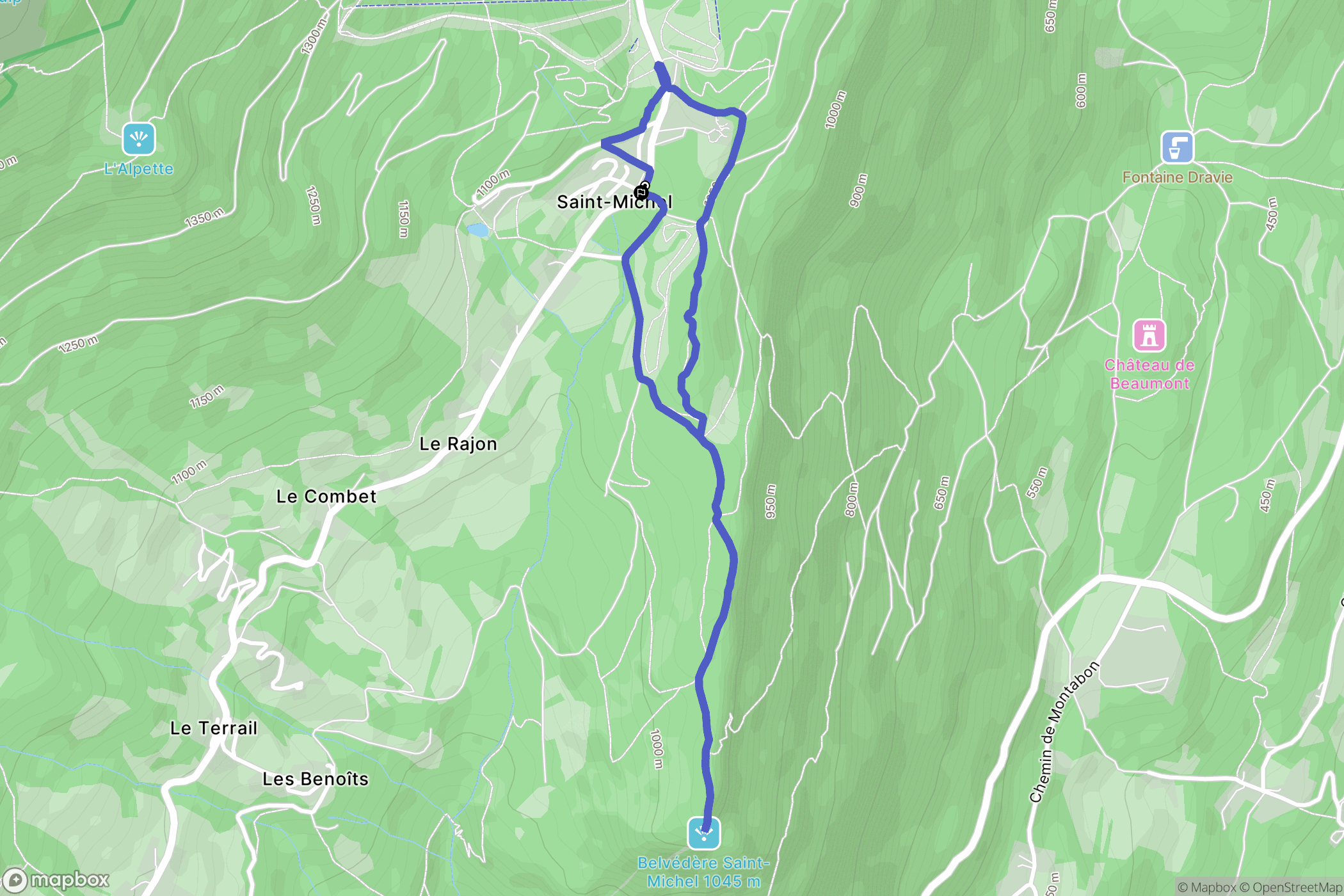 Plateau-des-Petites-Roches : carte du parcours de randonnée - France