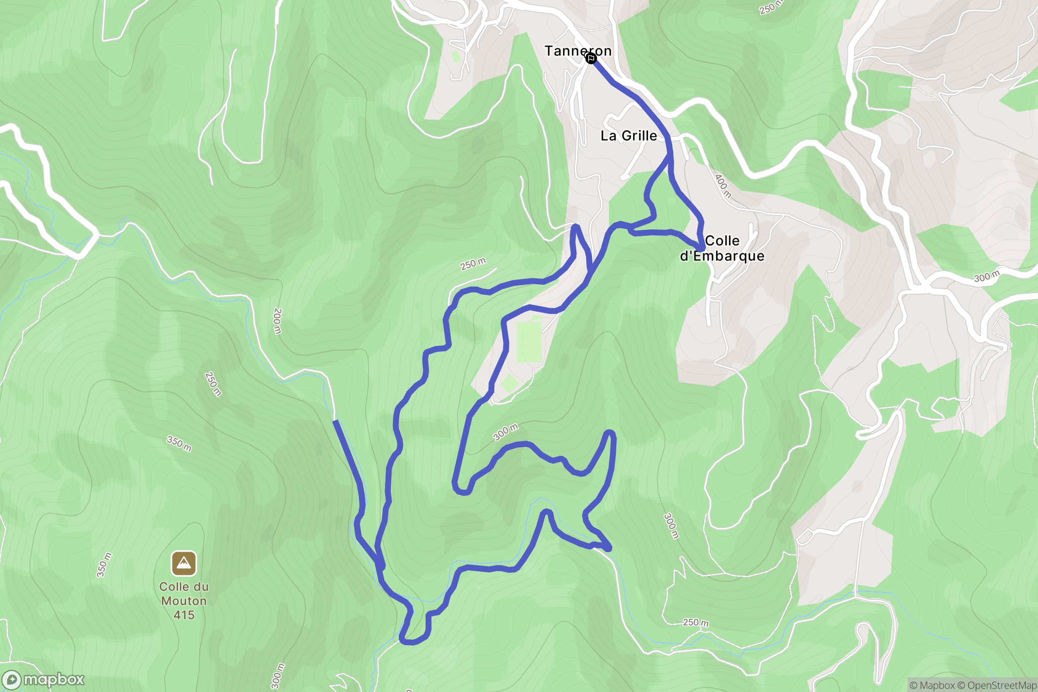 Tanneron : carte du parcours de randonnée - France