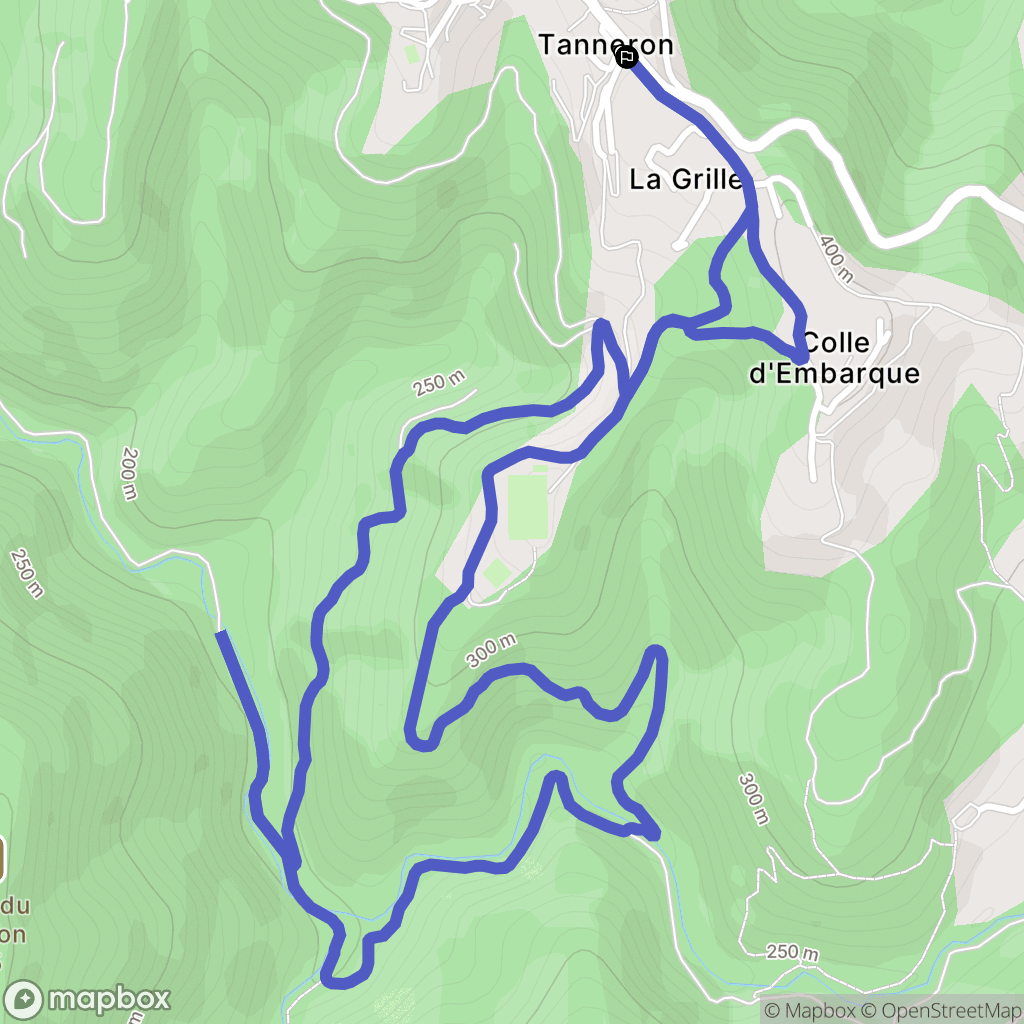 Tanneron : carte du parcours de randonnée - France