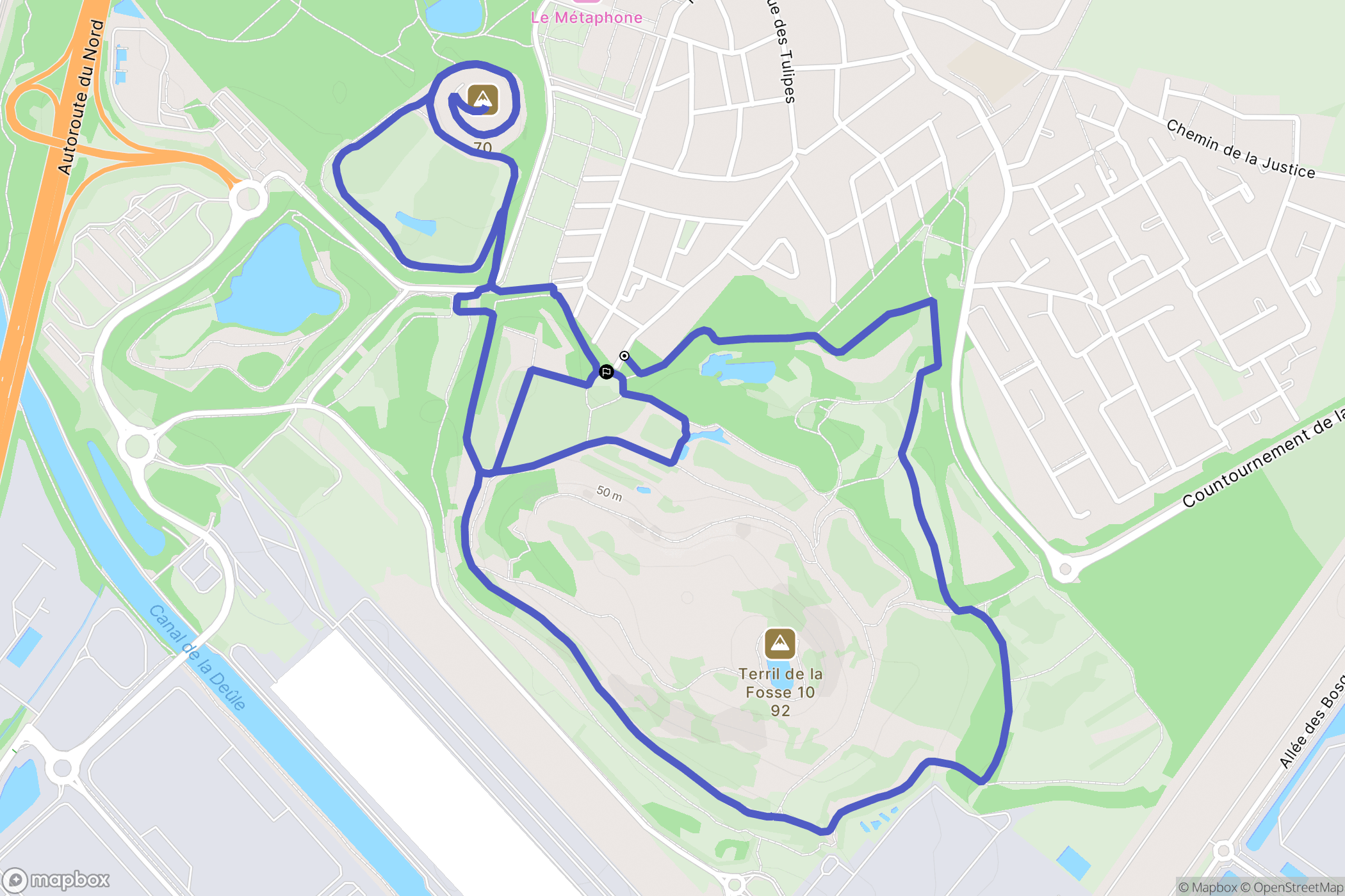 Oignies : carte du parcours de randonnée - France