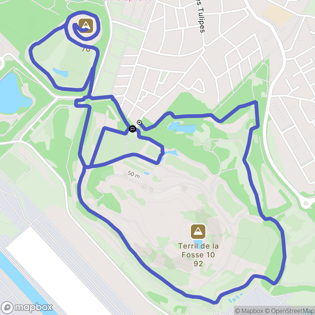 Oignies : carte du parcours de randonnée - France