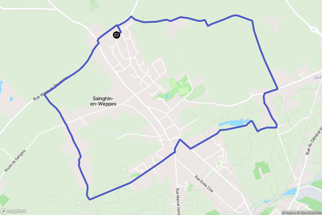 Sainghin-en-Weppes : carte du parcours de randonnée - France