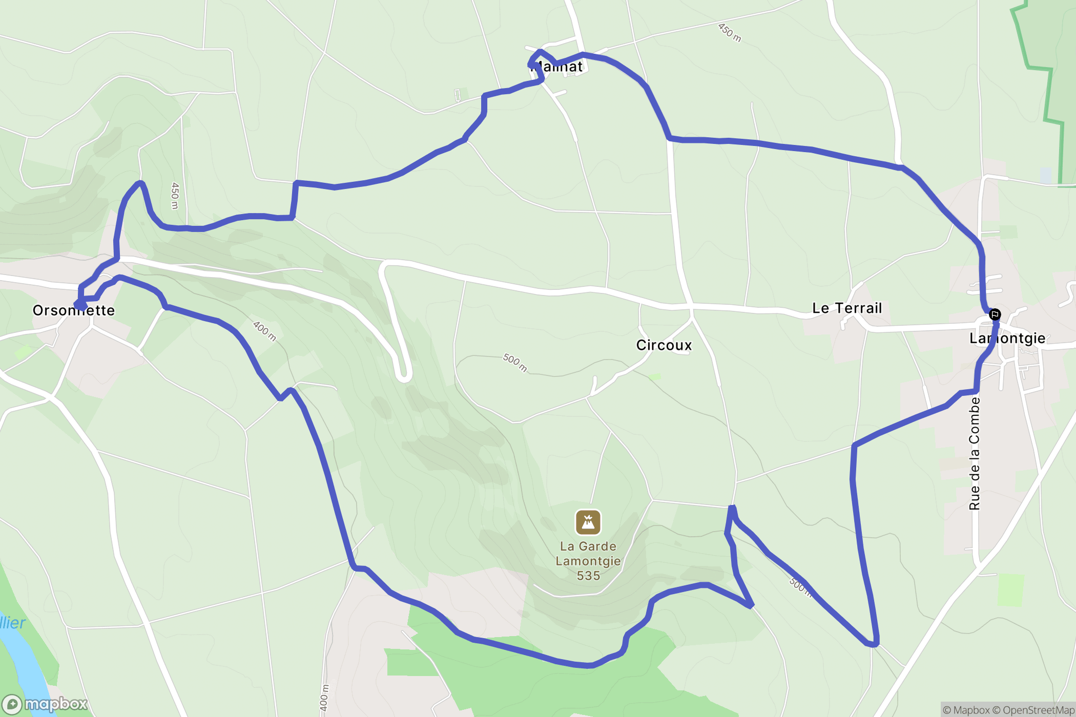 Lamontgie : carte du parcours de randonnée - France