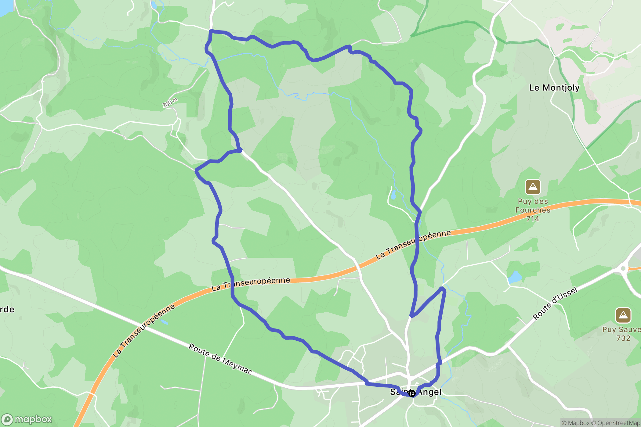 Saint-Angel : carte du parcours de randonnée - France