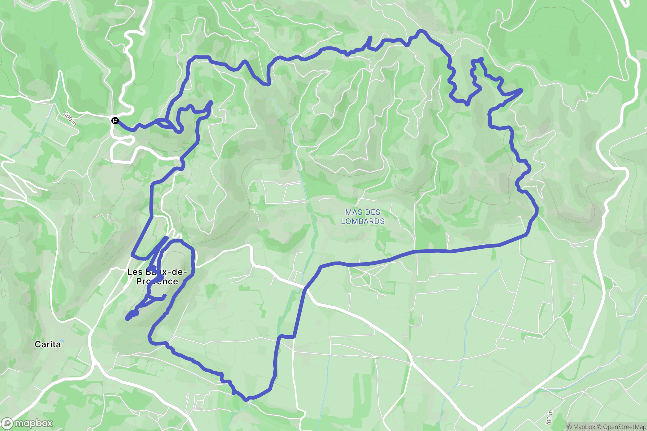 Les Baux-de-Provence : carte du parcours de randonnée - France