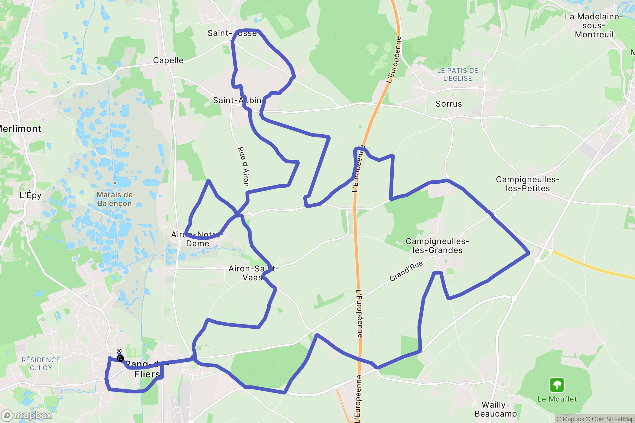 Rang-du-Fliers : carte du parcours de randonnée - France