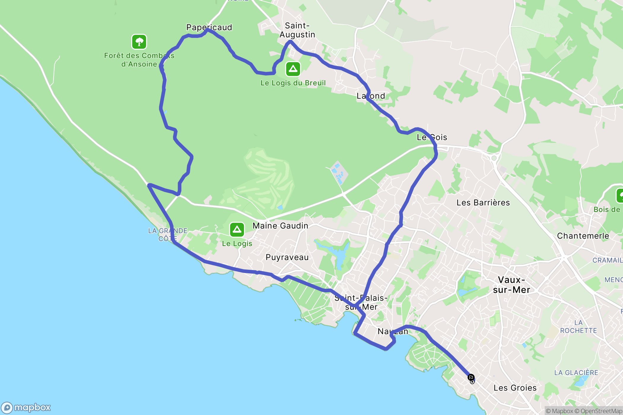 Vaux-sur-Mer : carte du parcours de randonnée - France