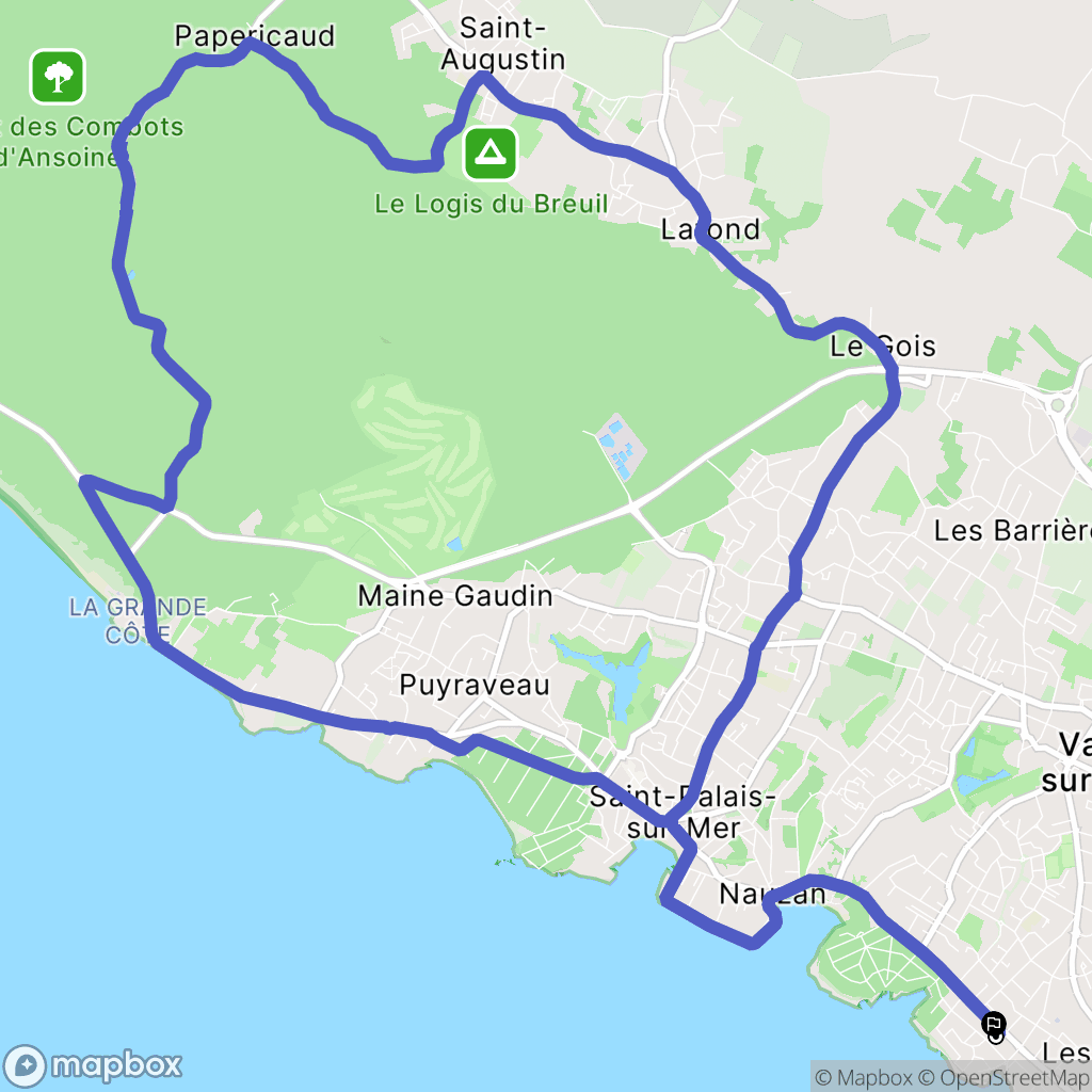 Vaux-sur-Mer : carte du parcours de randonnée - France