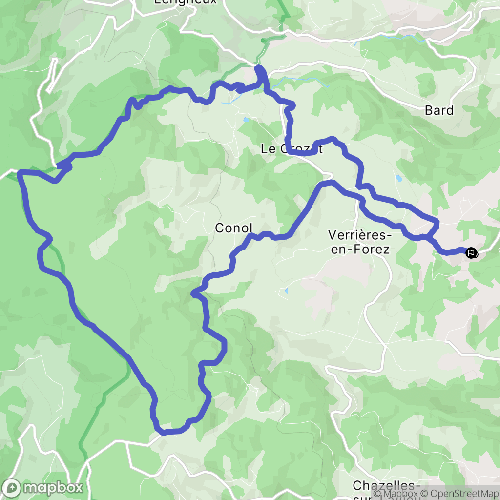 Verrières-en-Forez : carte du parcours de randonnée - France