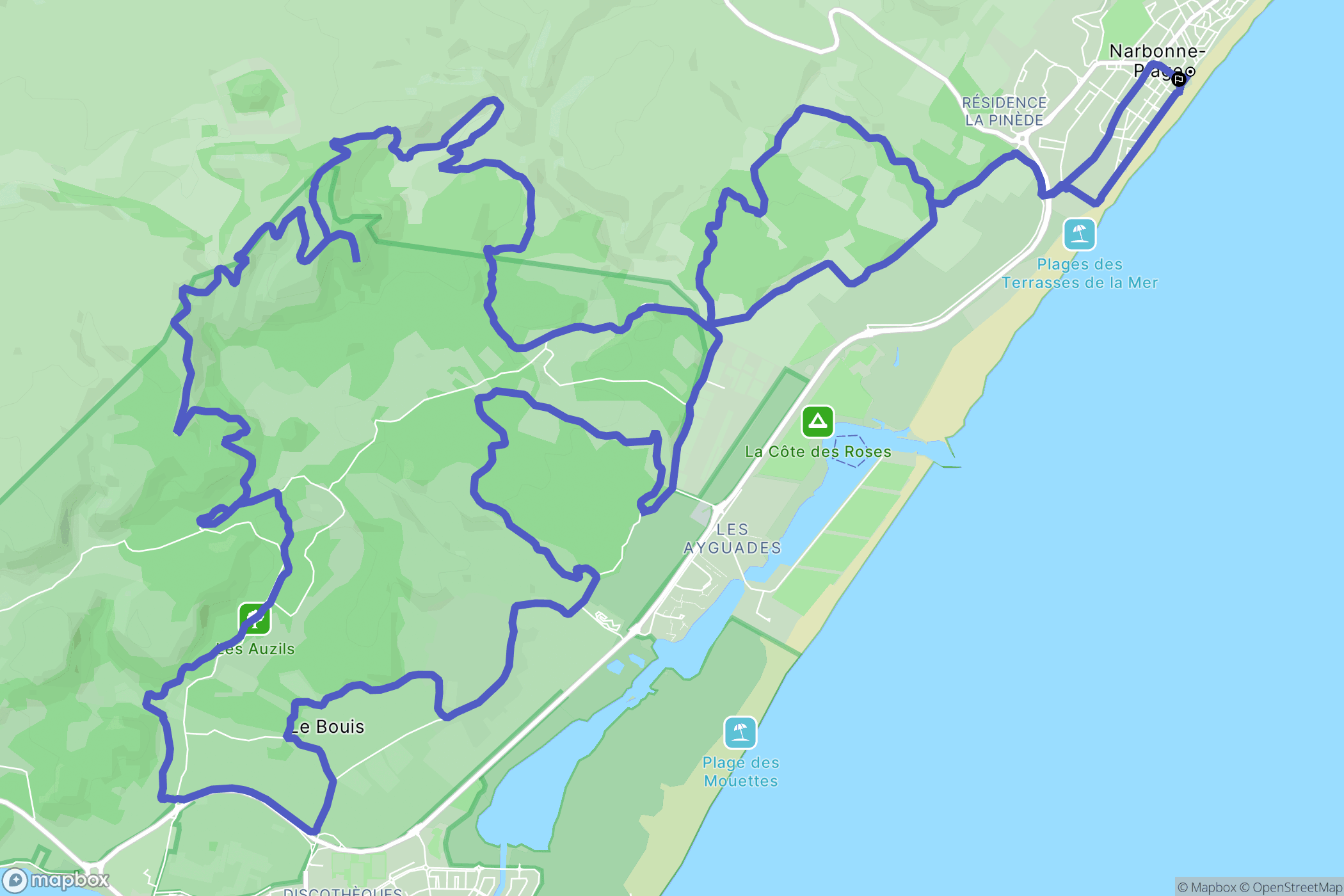 Narbonne : carte du parcours de randonnée - France