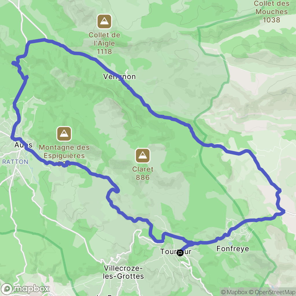 Tourtour : carte du parcours de randonnée - France