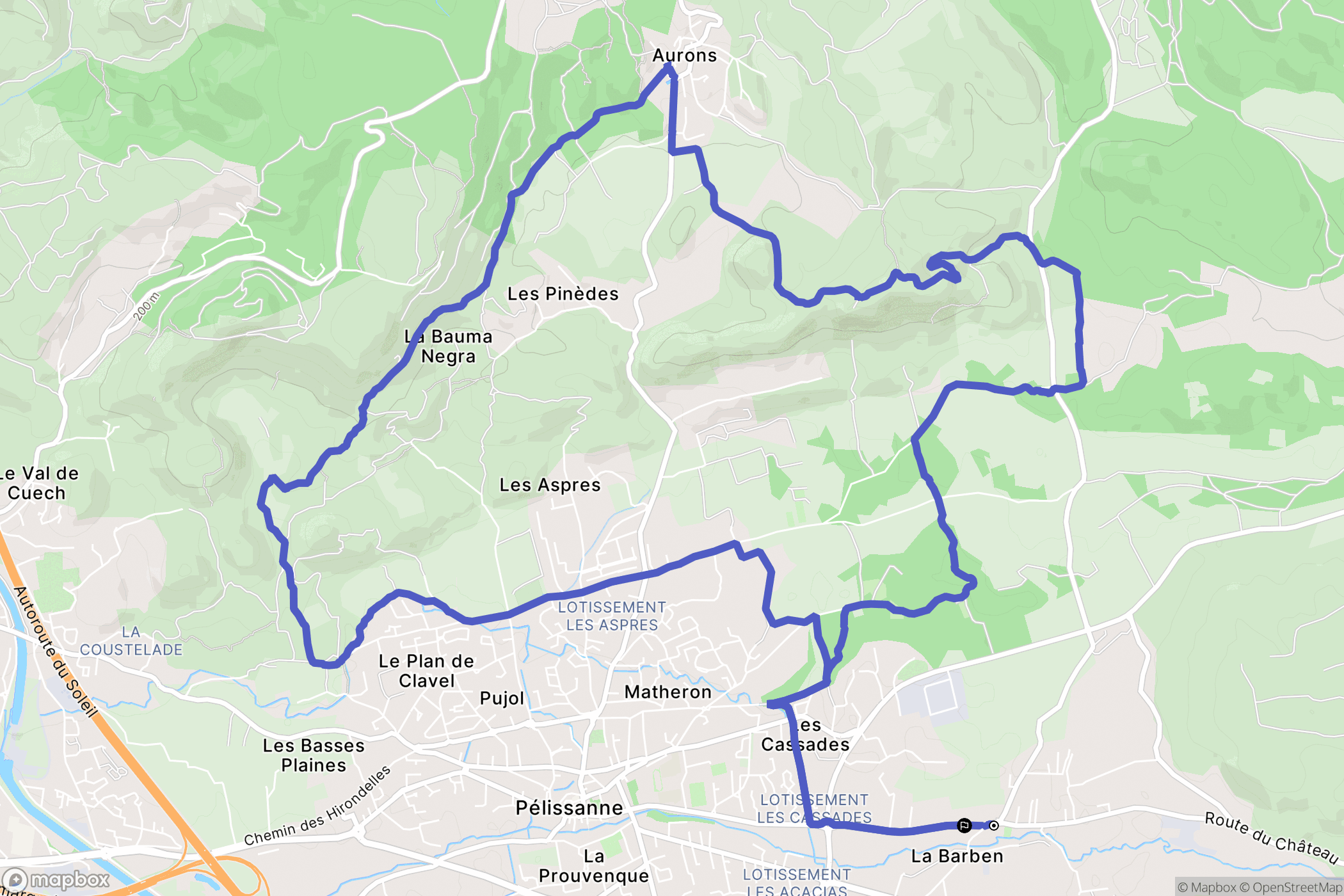 La Barben : carte du parcours de randonnée - France