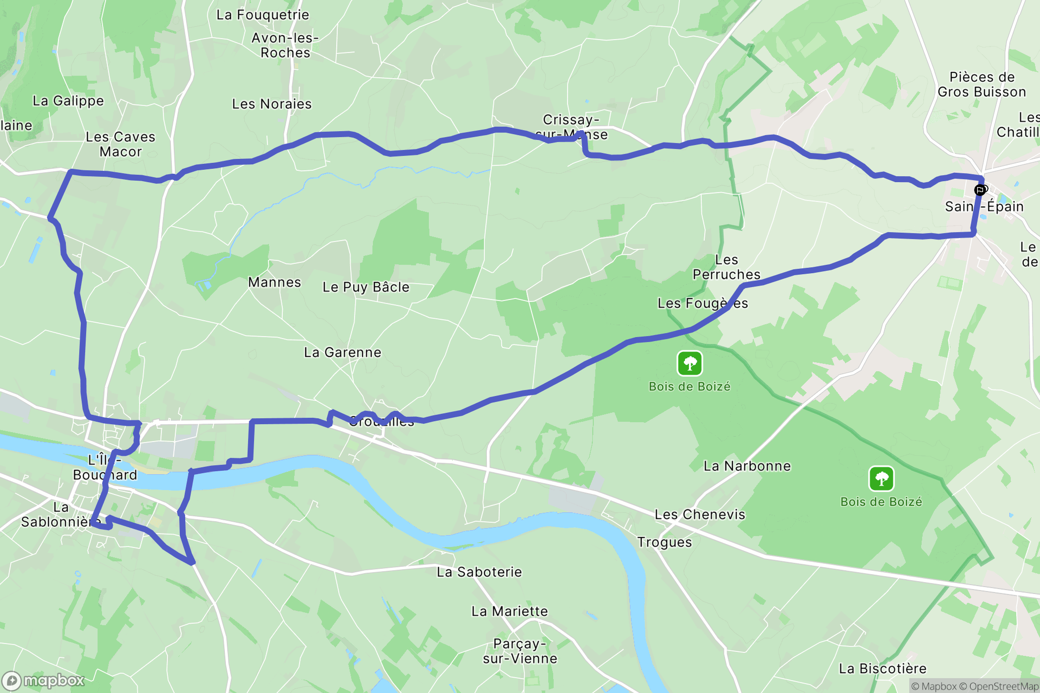 Saint-Épain : carte du parcours de randonnée - France