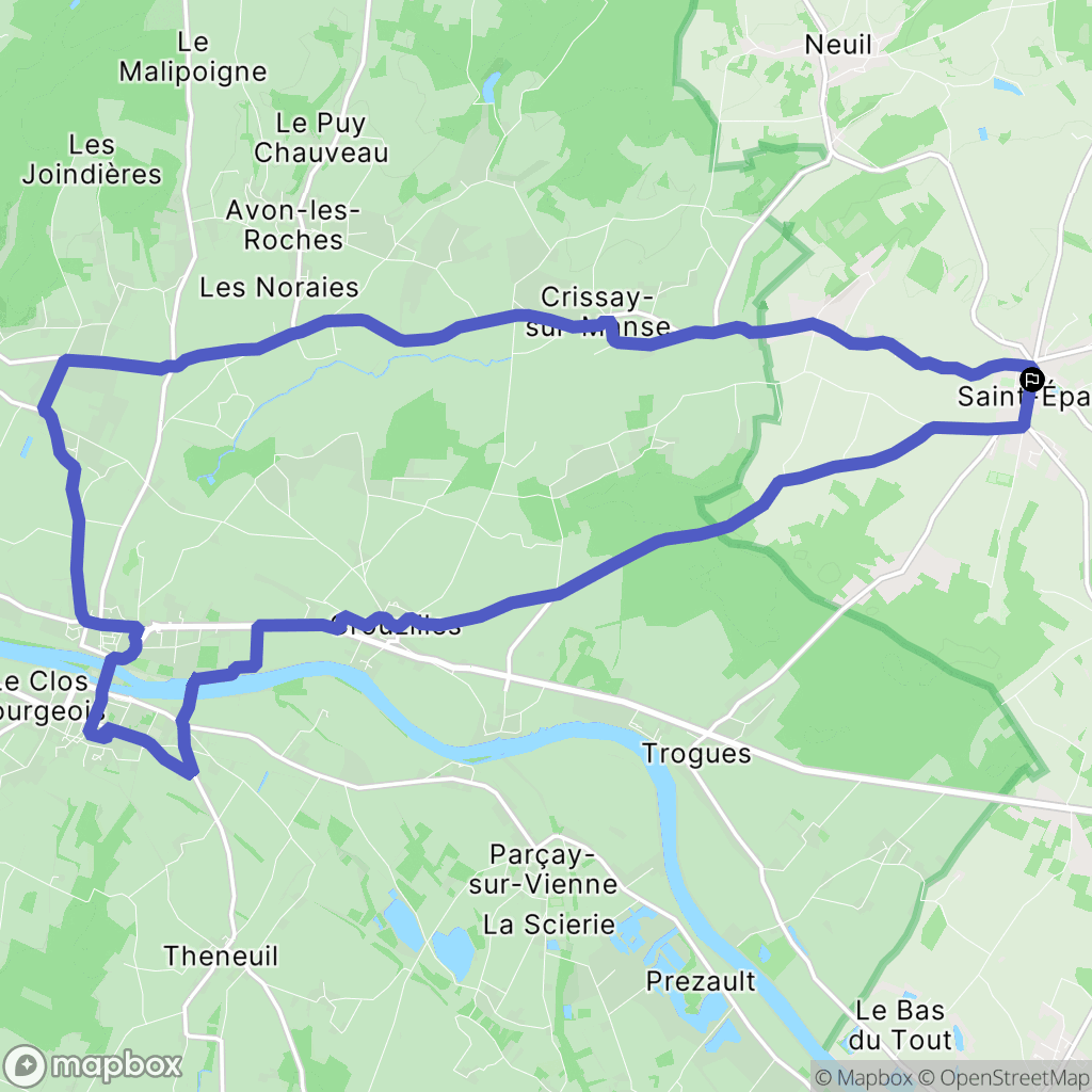 Saint-Épain : carte du parcours de randonnée - France