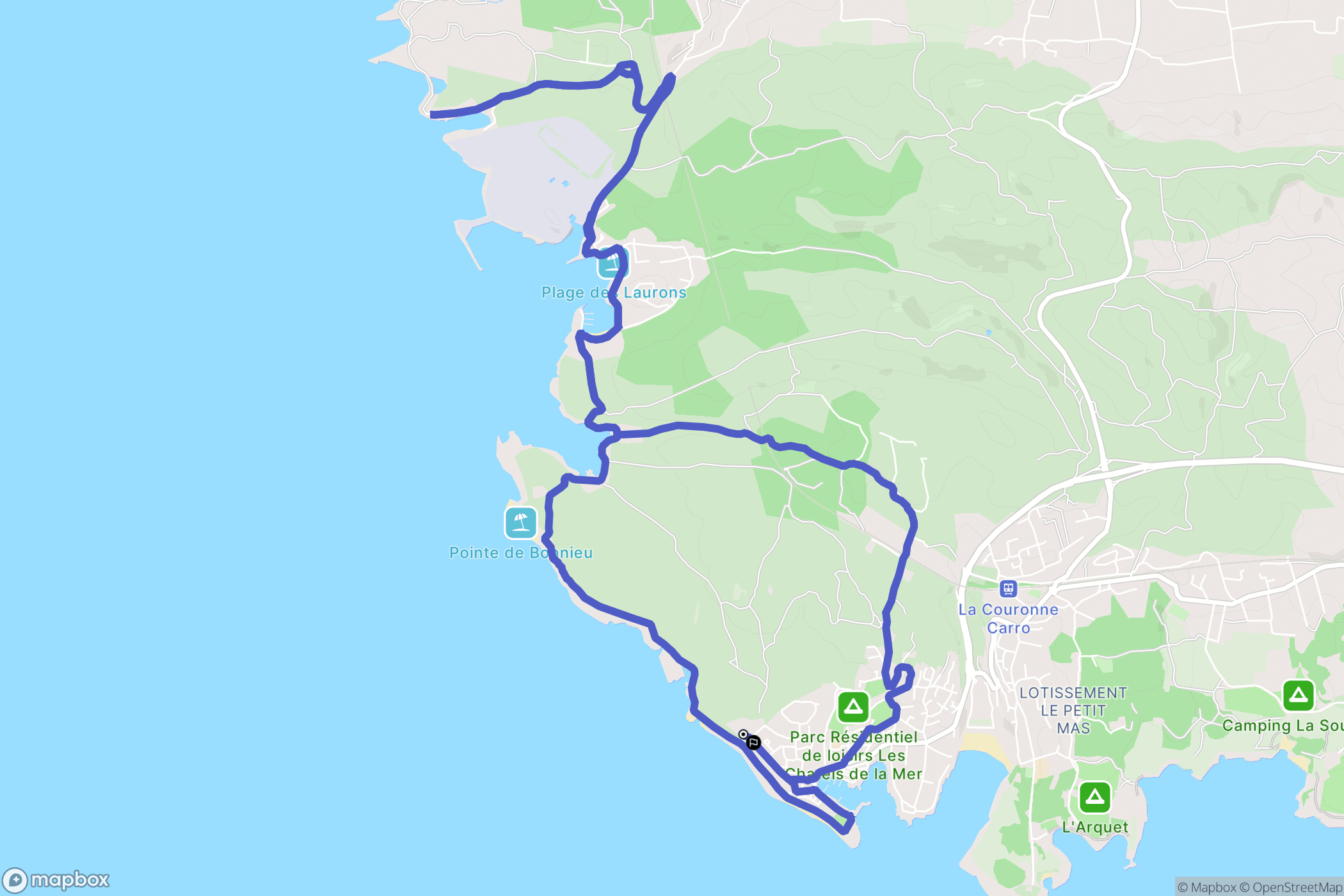 Martigues : carte du parcours de randonnée - France