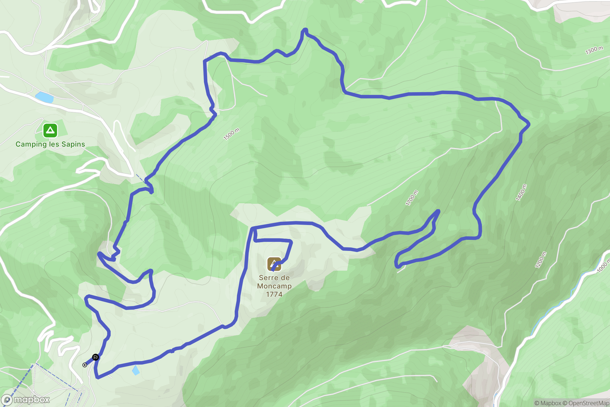Camurac : carte du parcours de randonnée - France