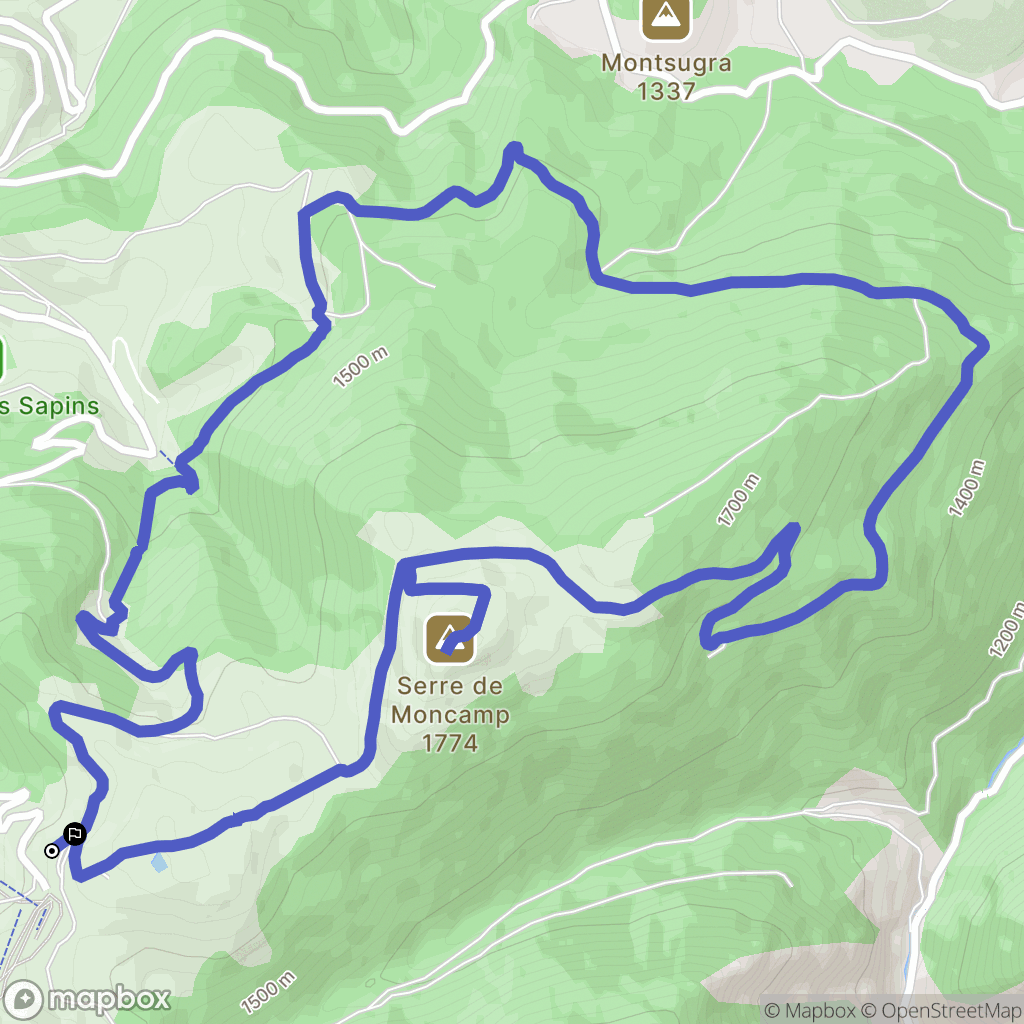 Camurac : carte du parcours de randonnée - France