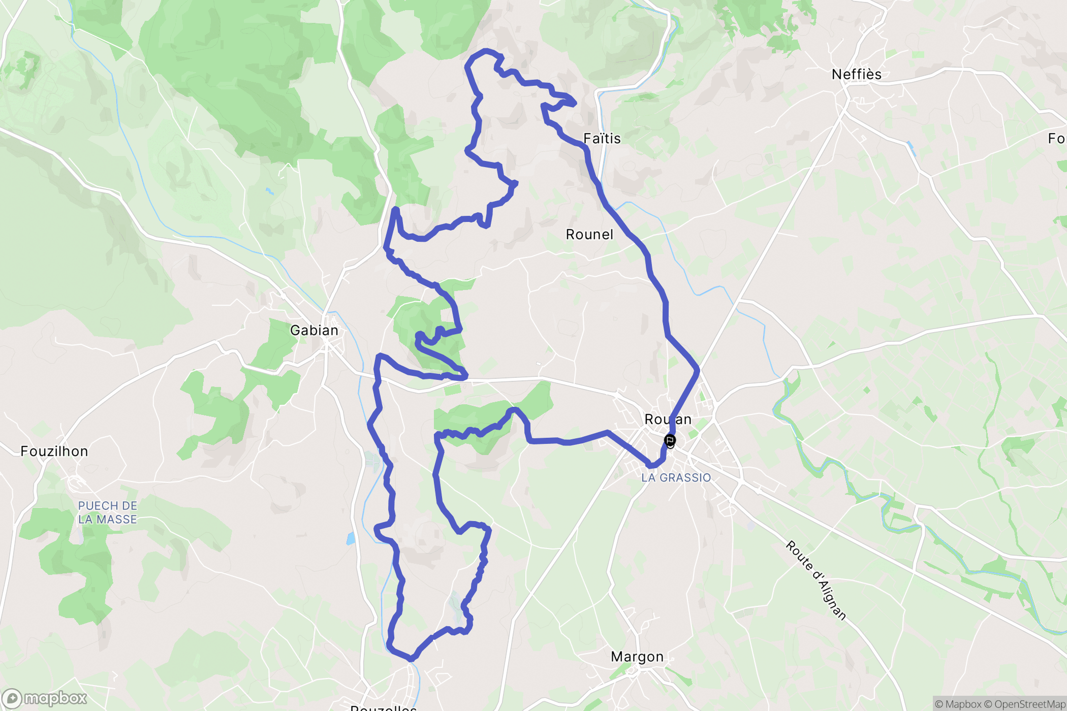 Roujan : carte du parcours de randonnée - France