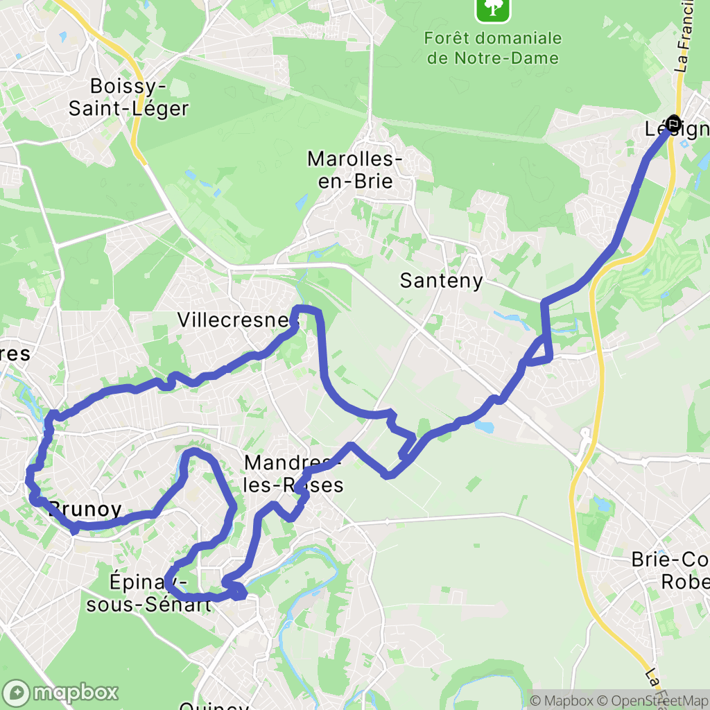Lésigny : carte du parcours de randonnée - France
