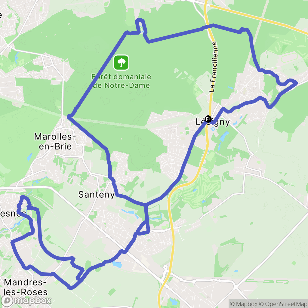 Lésigny : carte du parcours de randonnée - France