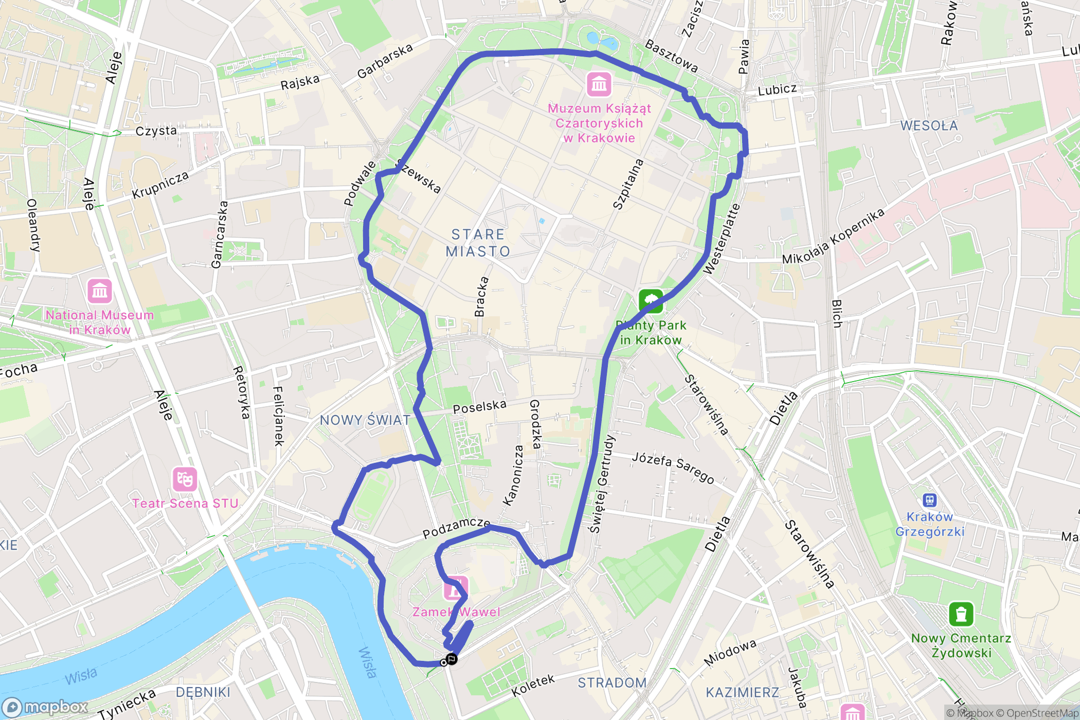 Kraków: mapa trasy - Poland