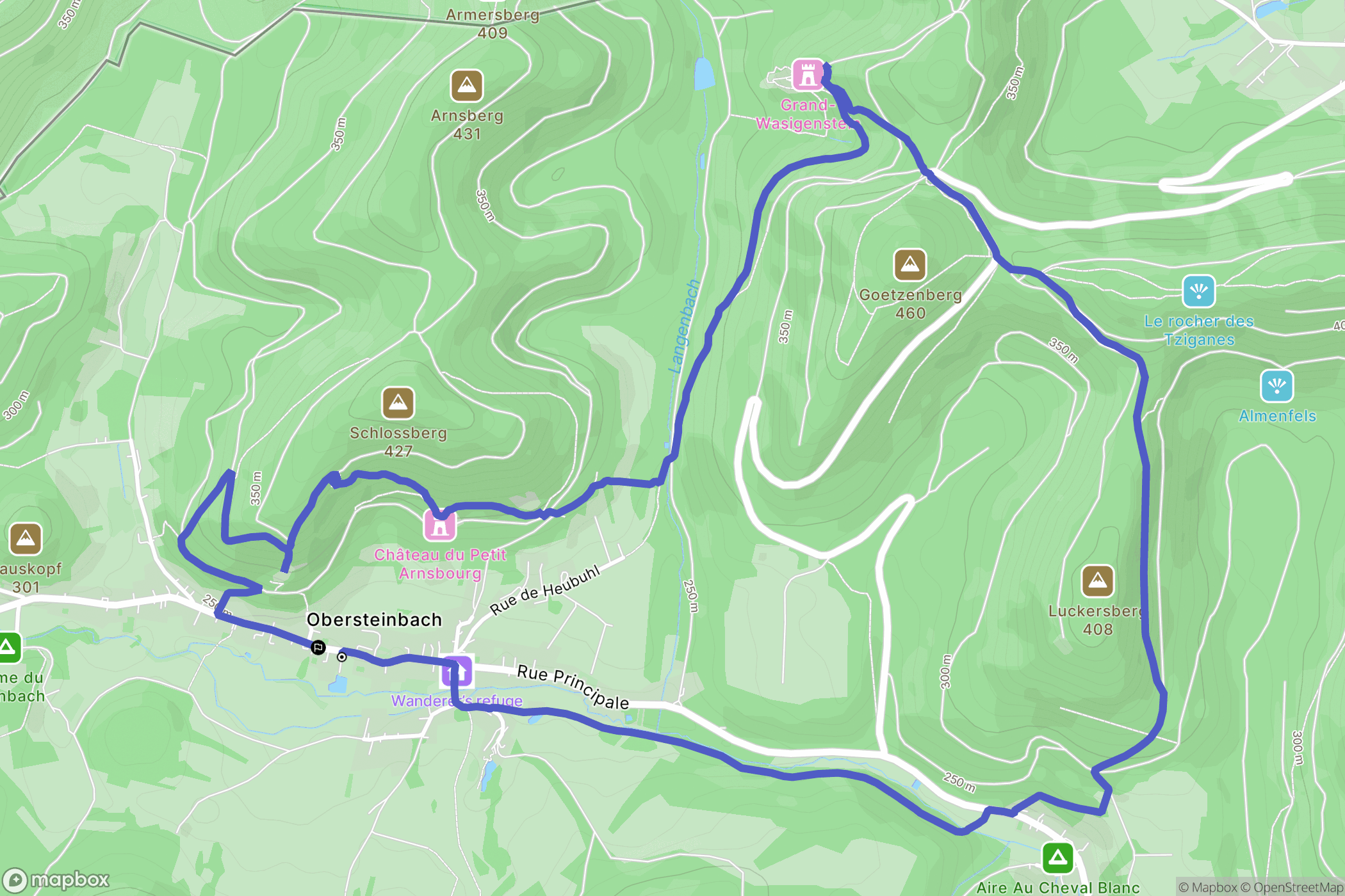 Obersteinbach : carte du parcours de randonnée - France