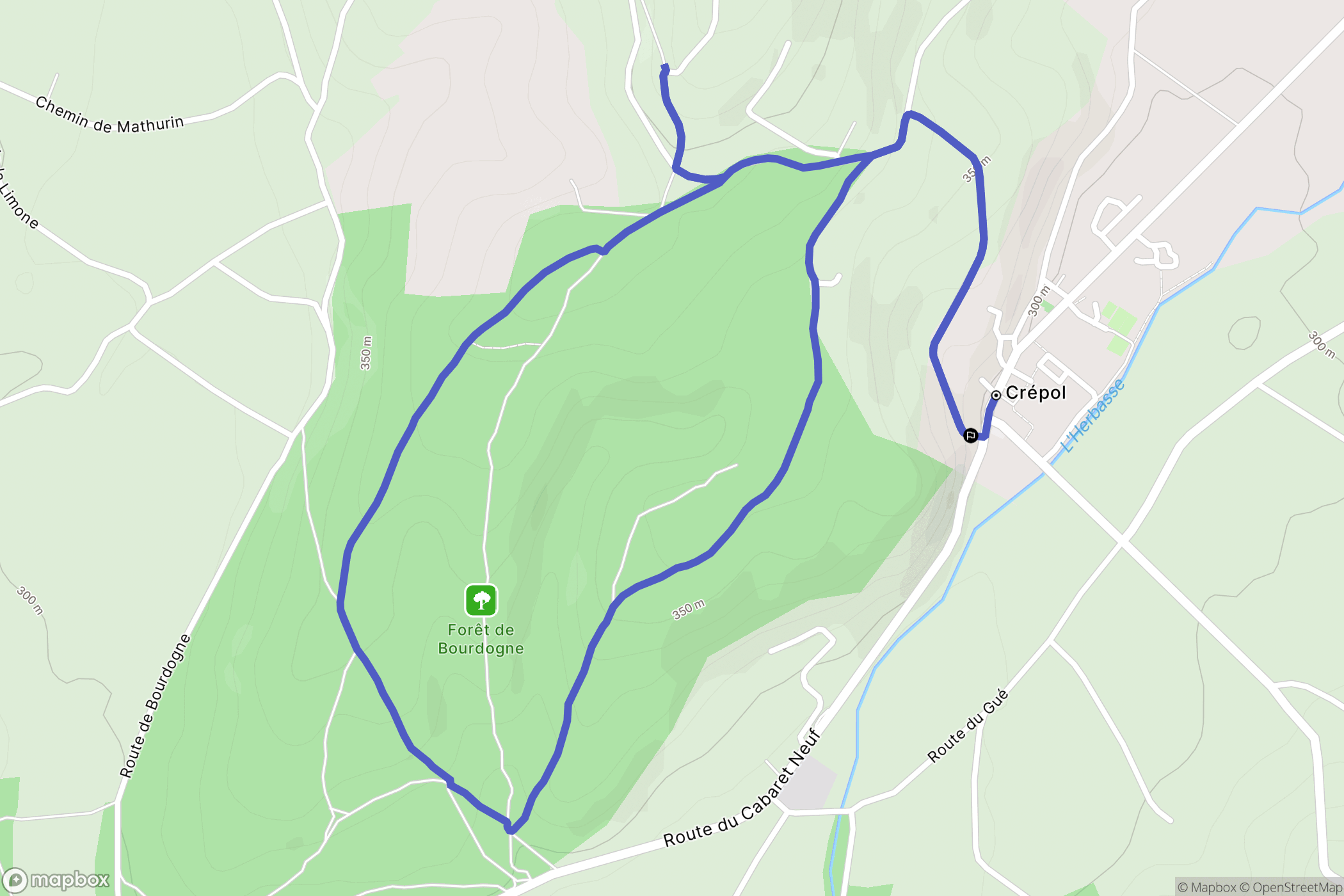 Crépol : carte du parcours de randonnée - France