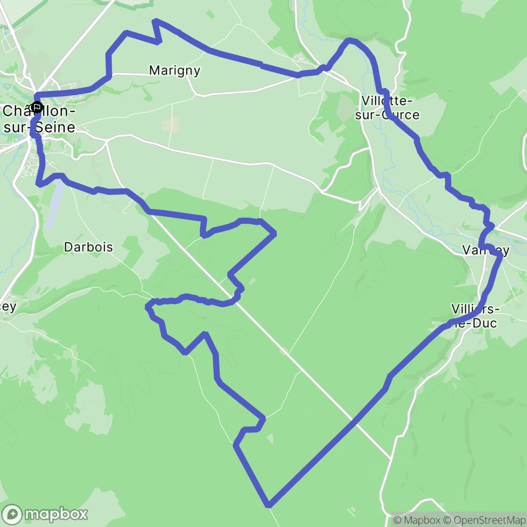 Châtillon-sur-Seine : carte du parcours de randonnée - France