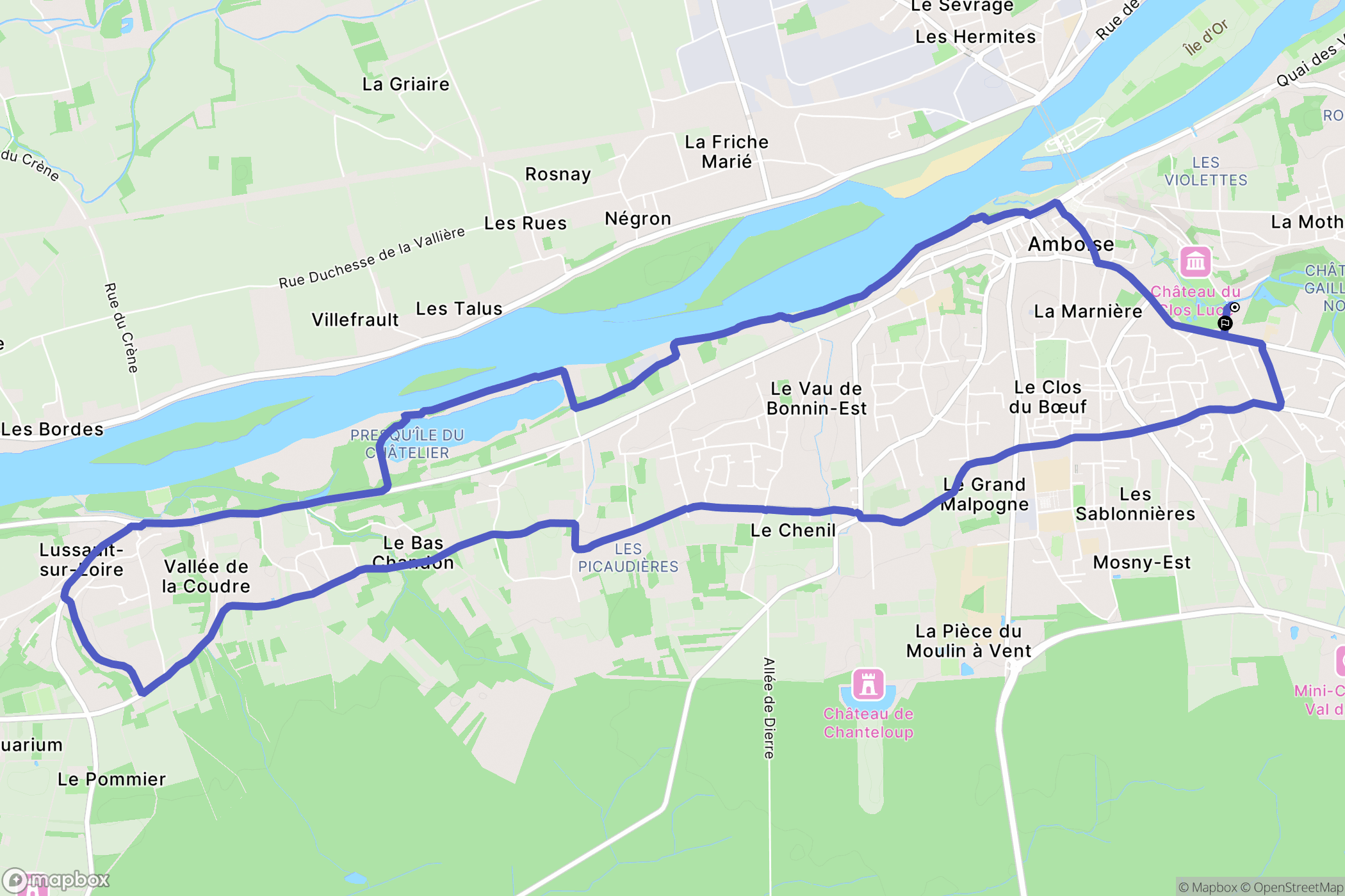 Amboise : carte du parcours de randonnée - France