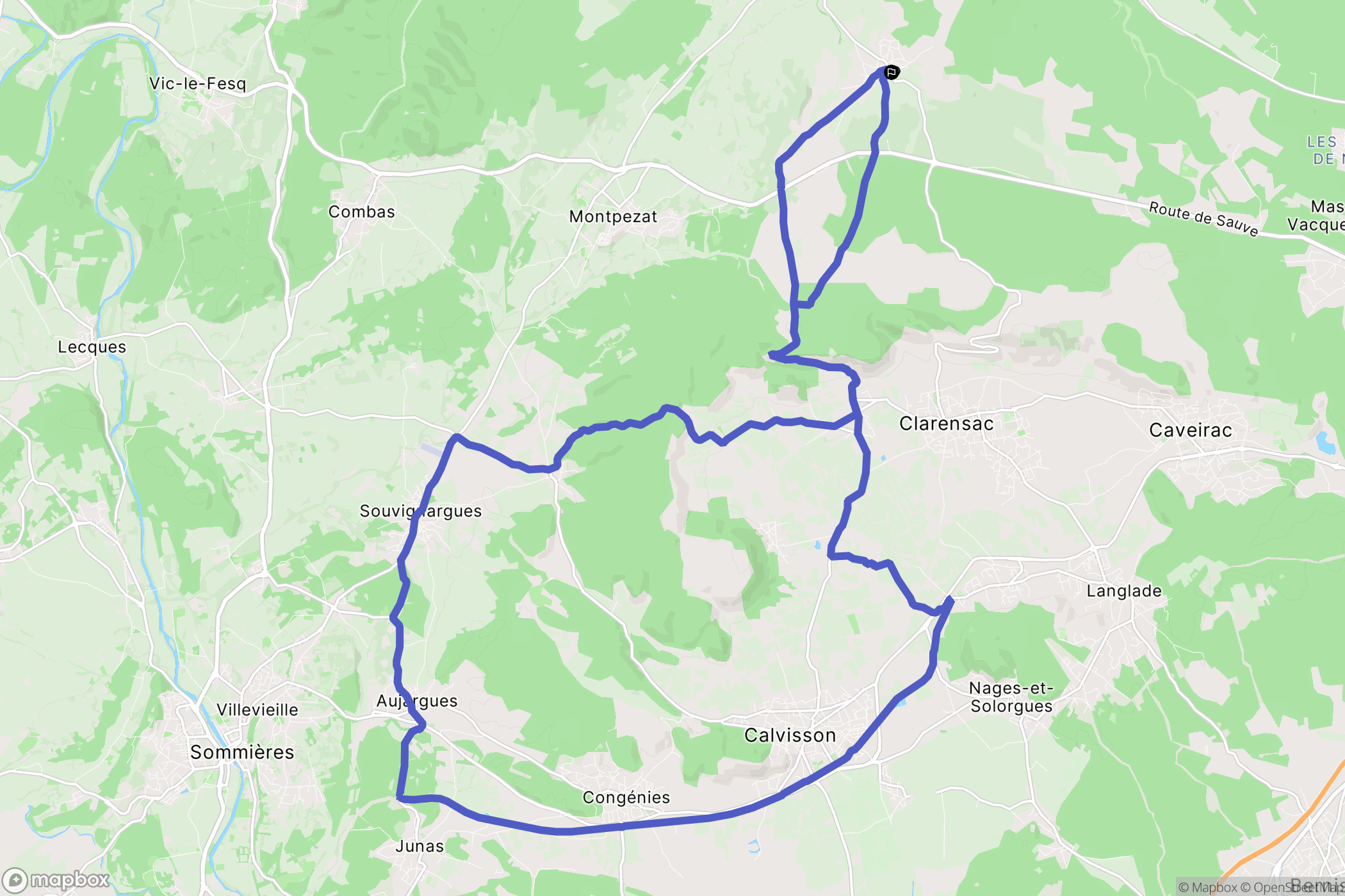 Parignargues : carte du parcours de randonnée - France