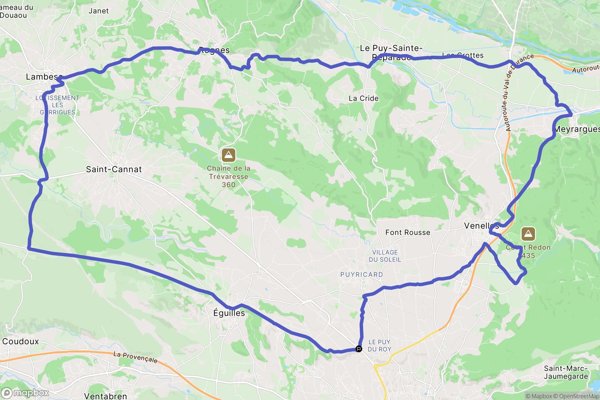Aix-en-Provence : carte du parcours de randonnée - France
