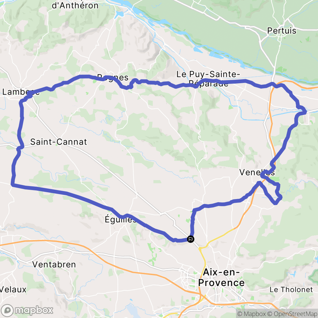 Aix-en-Provence : carte du parcours de randonnée - France