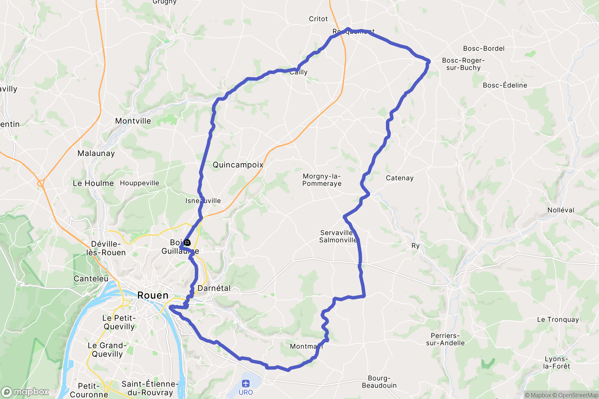 Bois-Guillaume : carte du parcours de randonnée - France