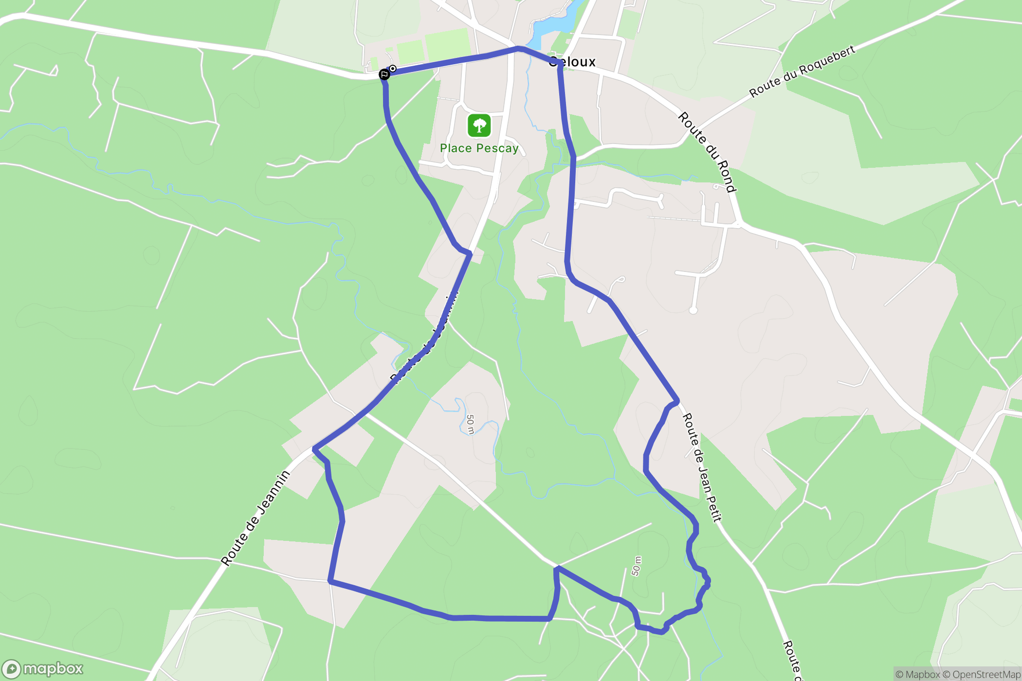 Geloux : carte du parcours de randonnée - France