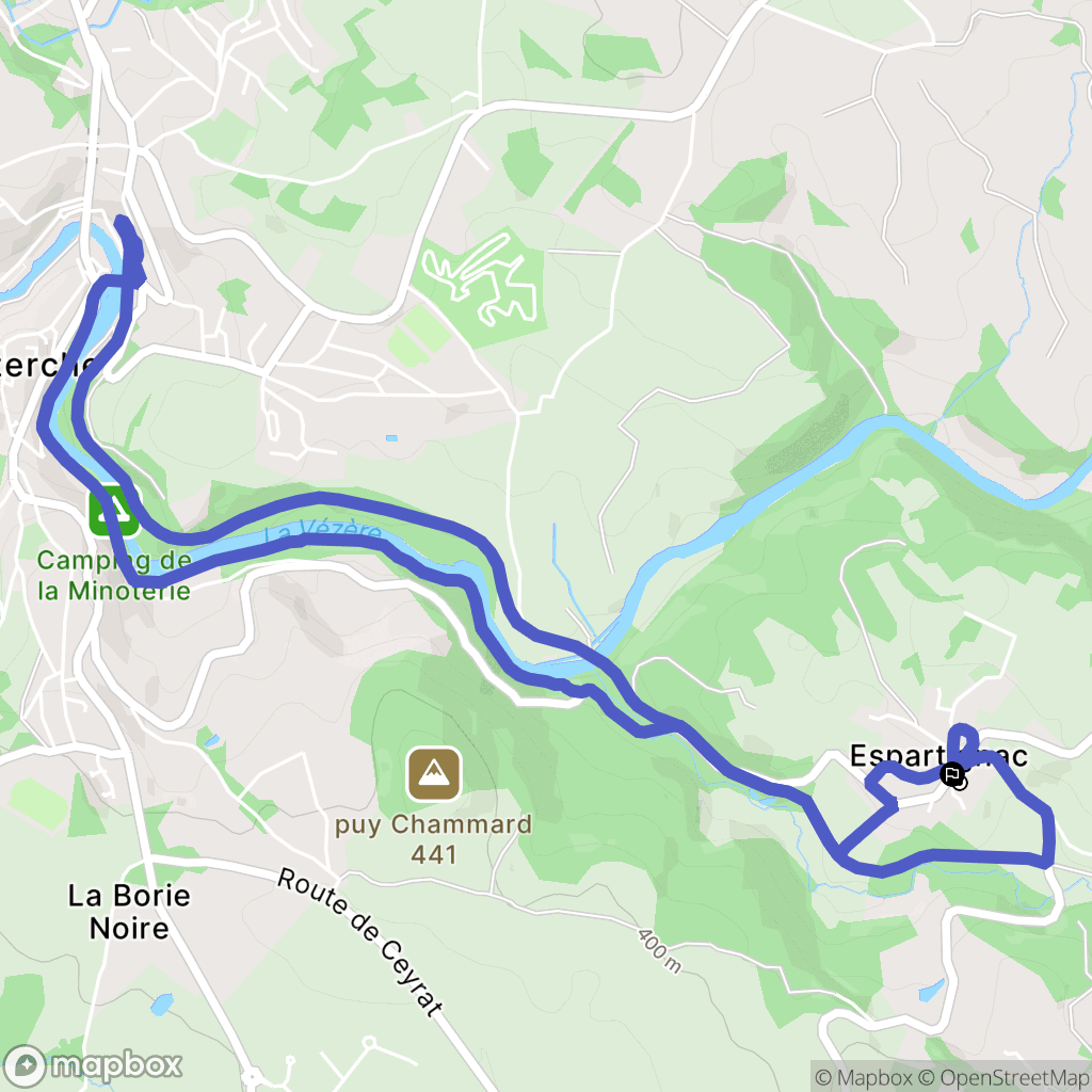 Espartignac : carte du parcours de randonnée - France