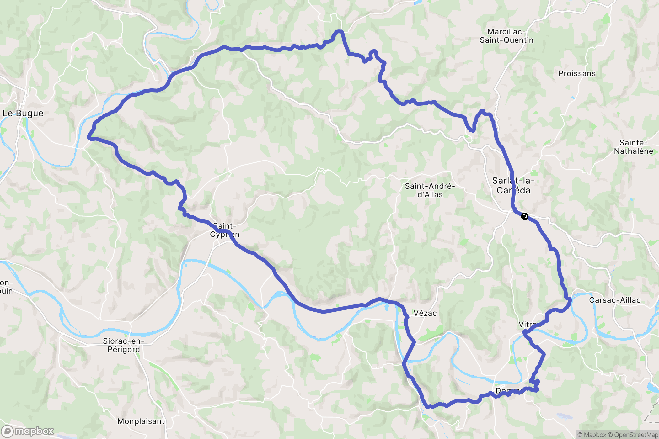 Sarlat-la-Canéda : carte du parcours de randonnée - France