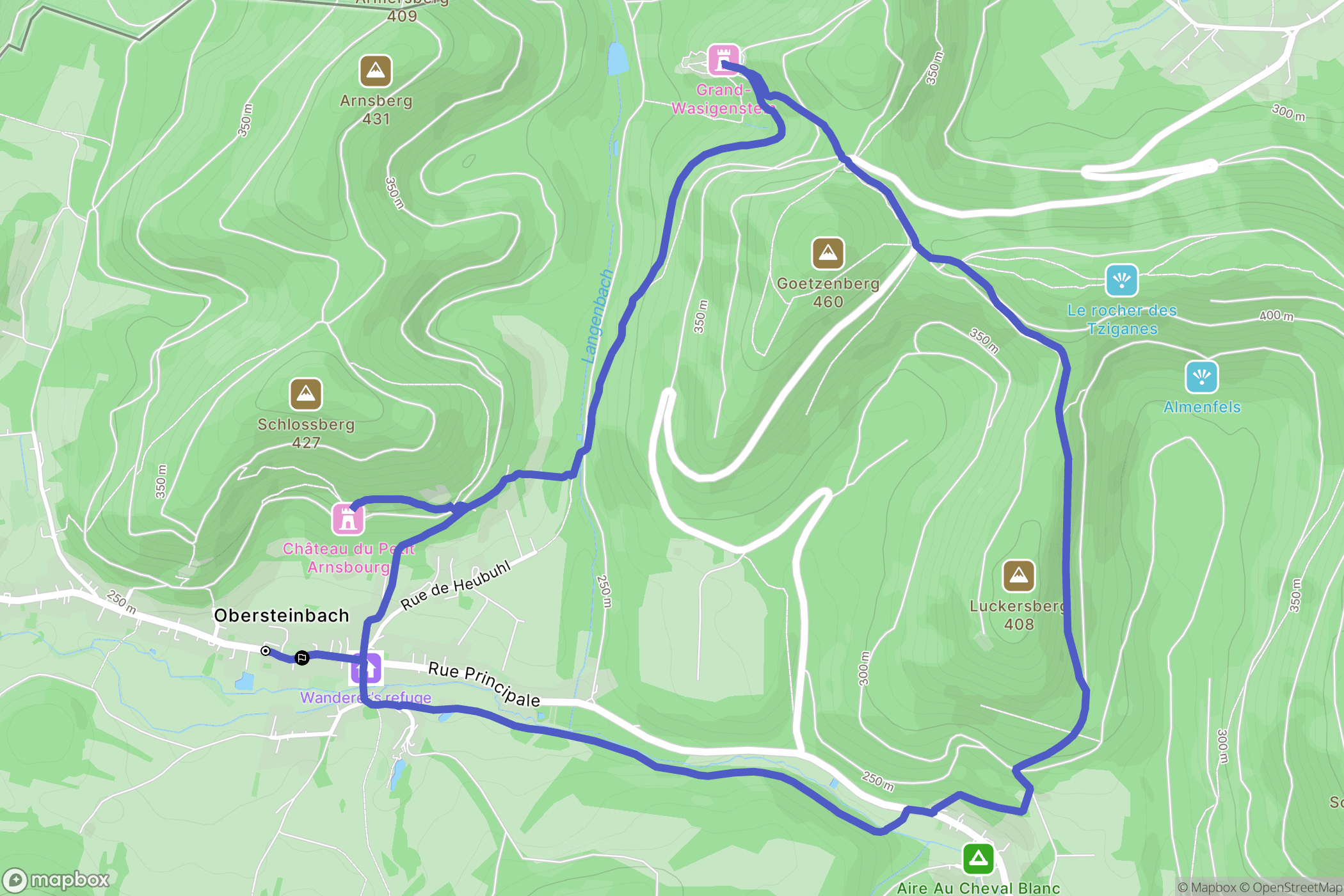 Obersteinbach : carte du parcours de randonnée - France