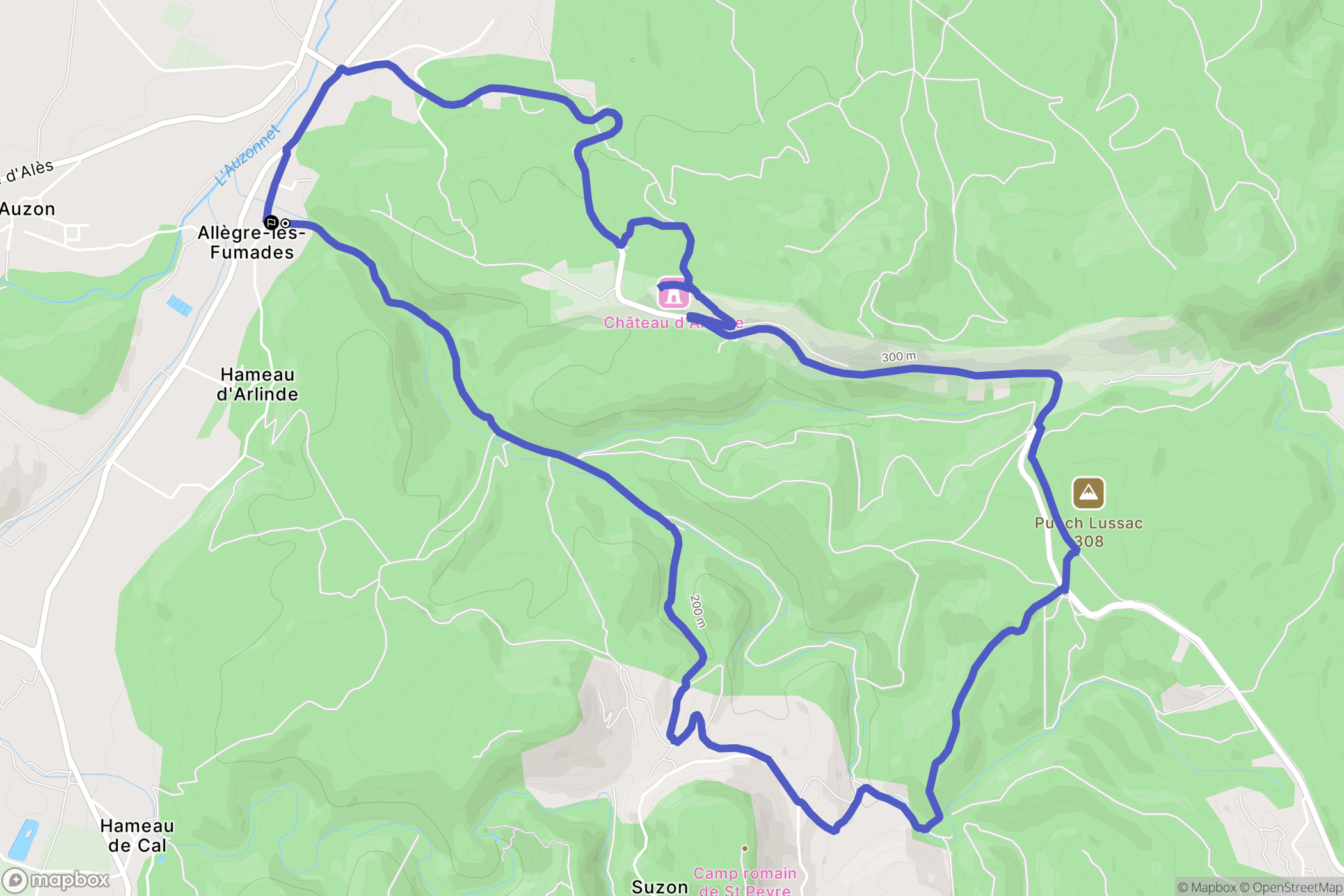 Allègre-les-Fumades : carte du parcours de randonnée - France