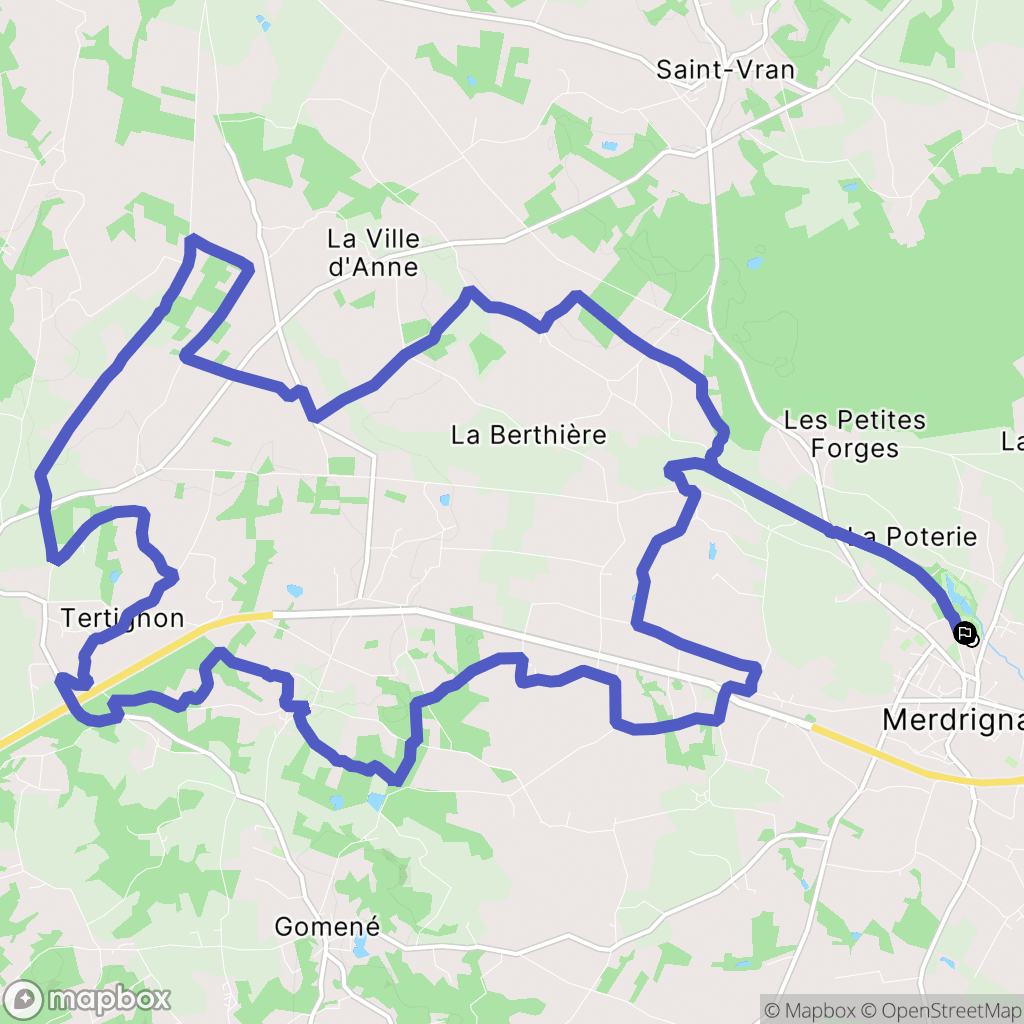 Merdrignac : carte du parcours de randonnée - France