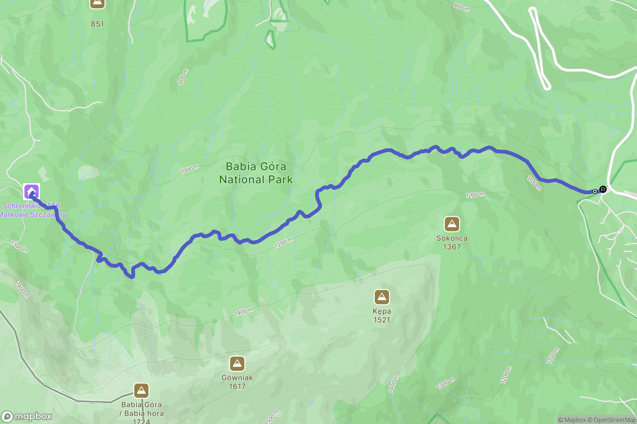 Zubrzyca Górna: mapa trasy - Poland