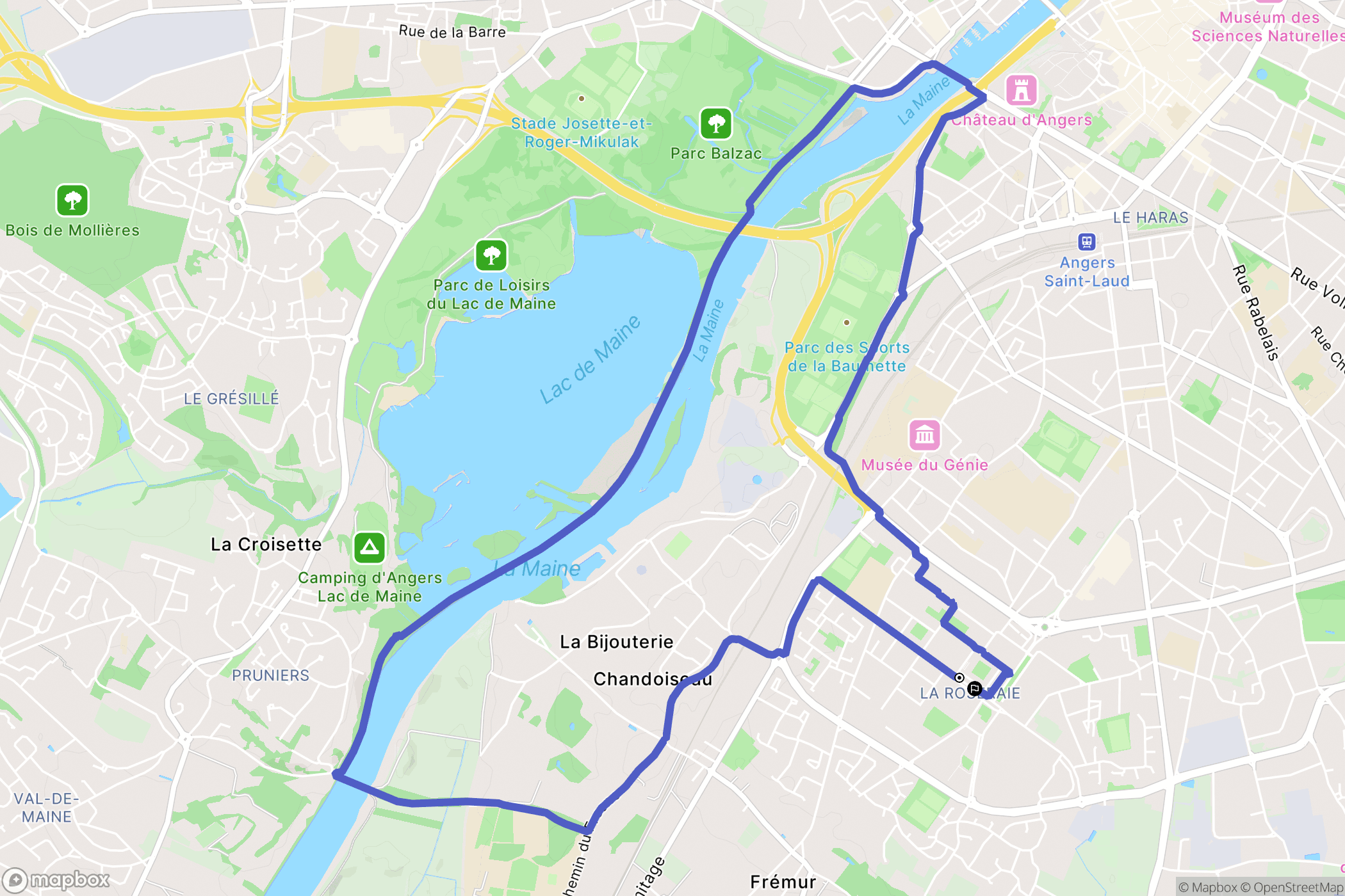 Angers : carte du parcours de randonnée - France