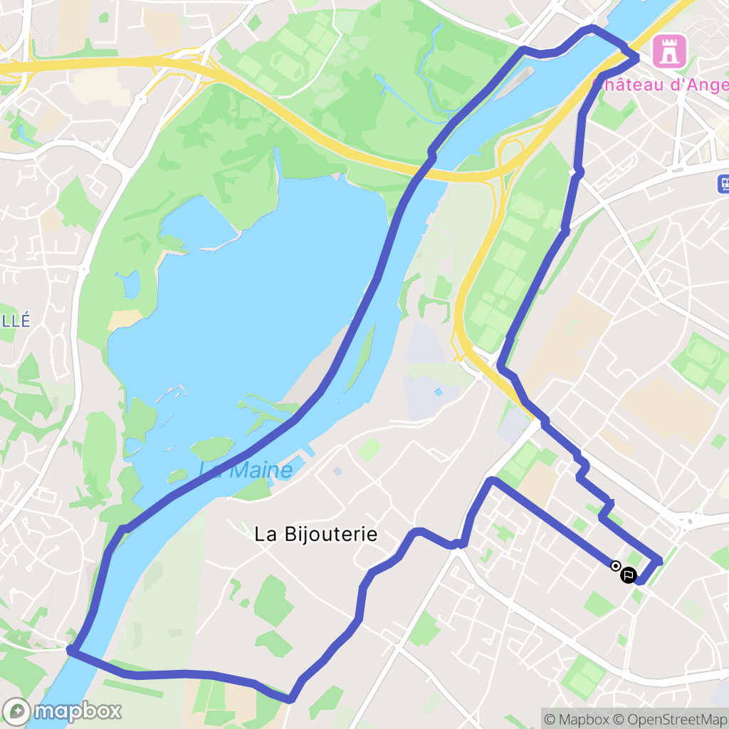 Angers : carte du parcours de randonnée - France
