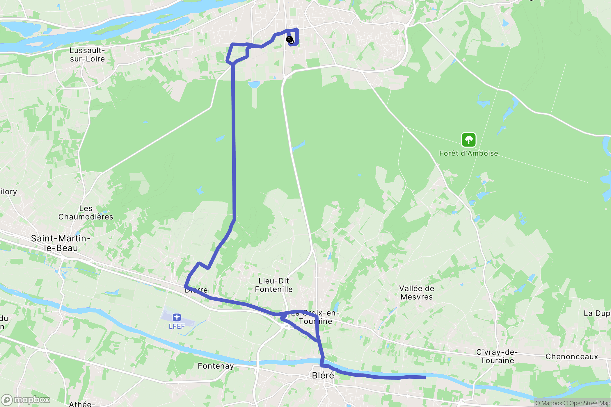 Amboise : carte du parcours de randonnée - France