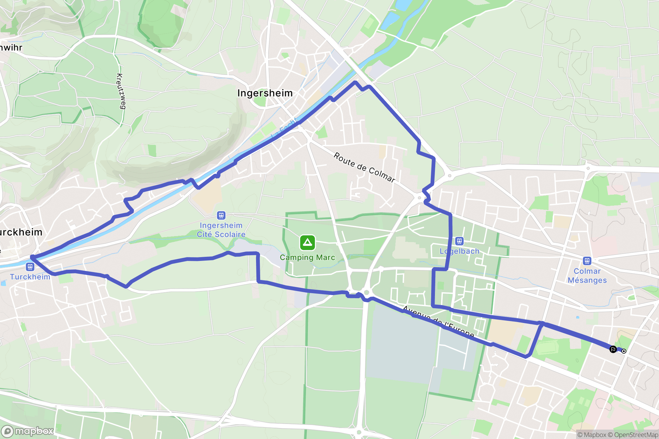 Colmar : carte du parcours de randonnée - France