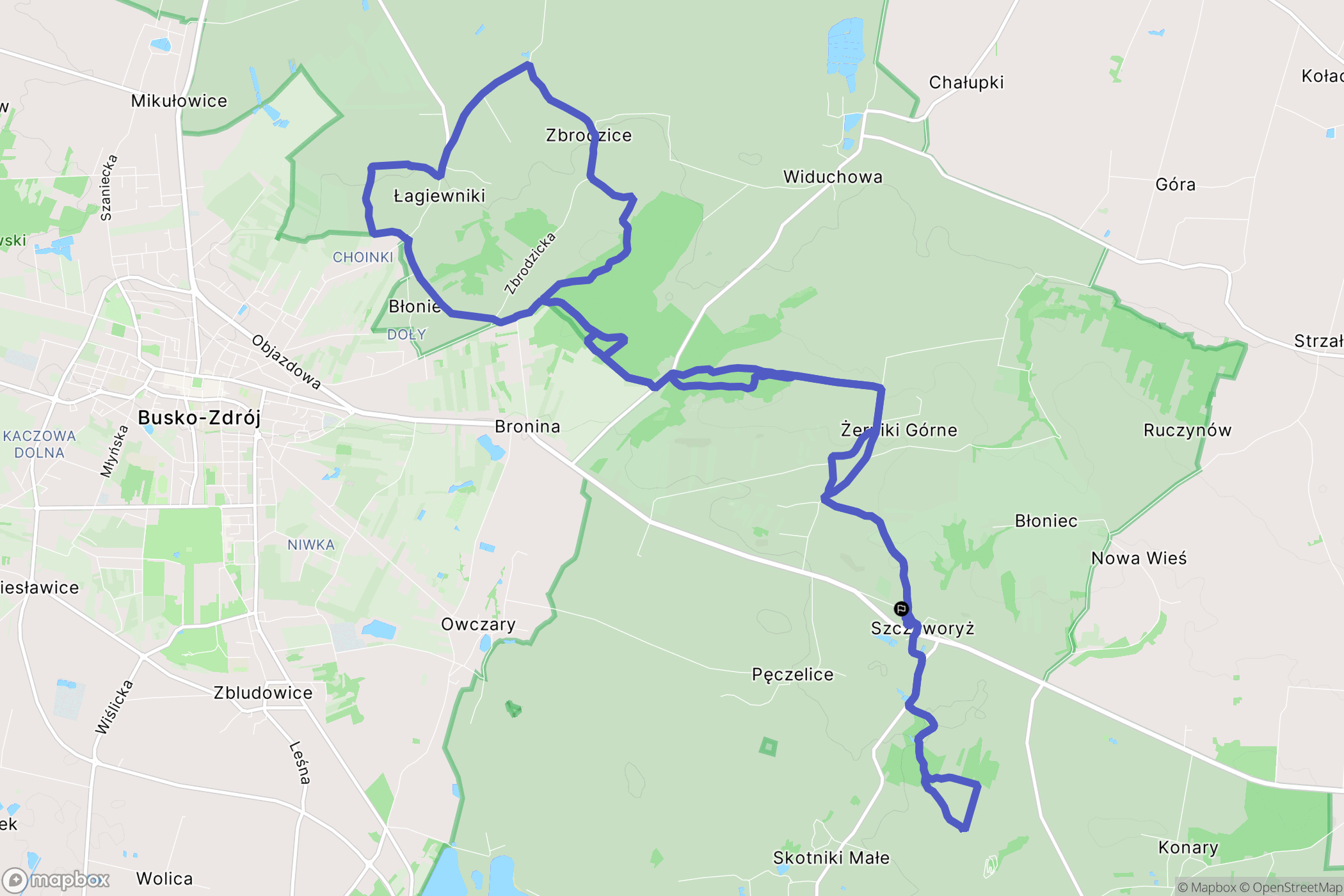 Szczaworyż: mapa trasy - Poland