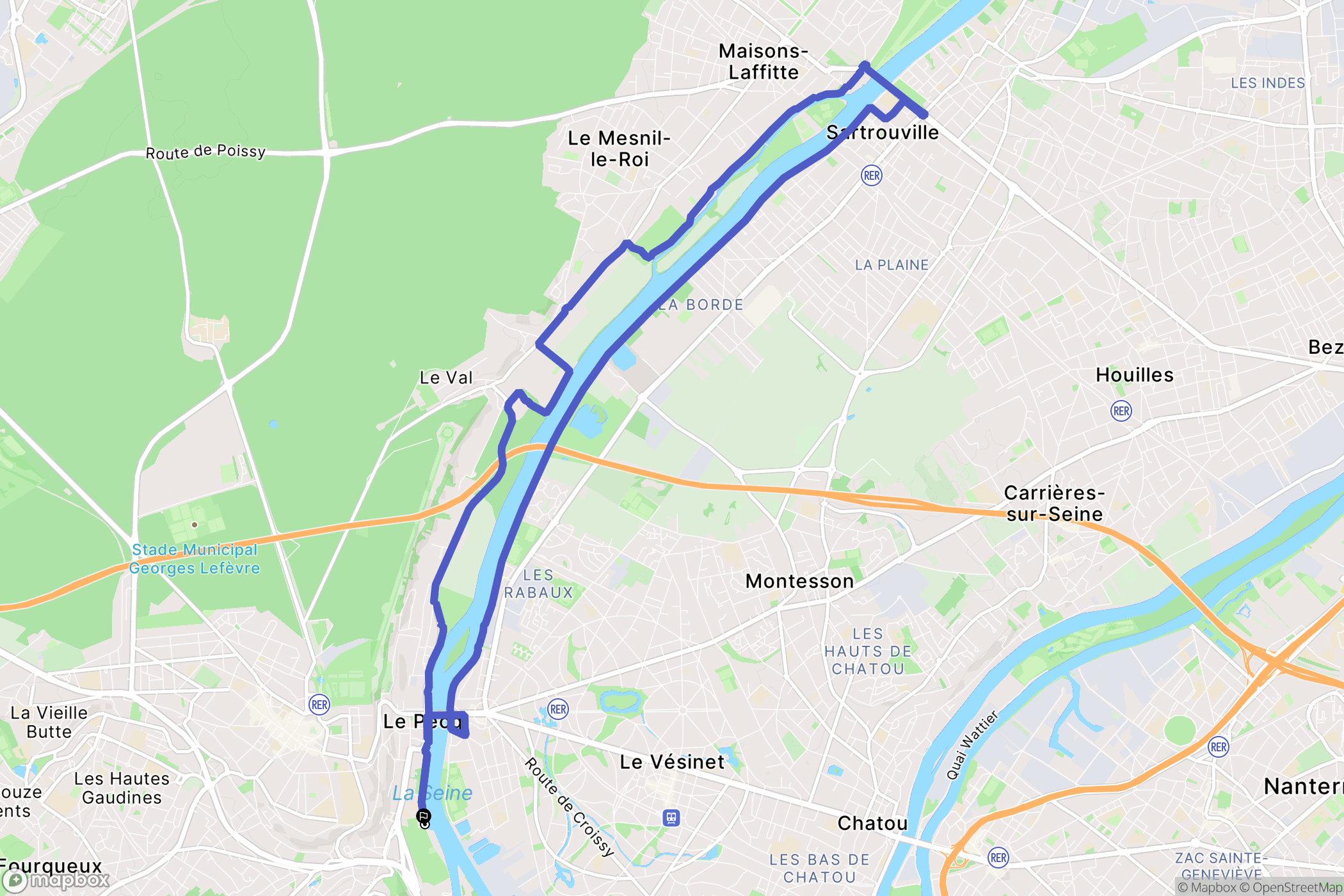 Le Pecq : carte du parcours de randonnée - France