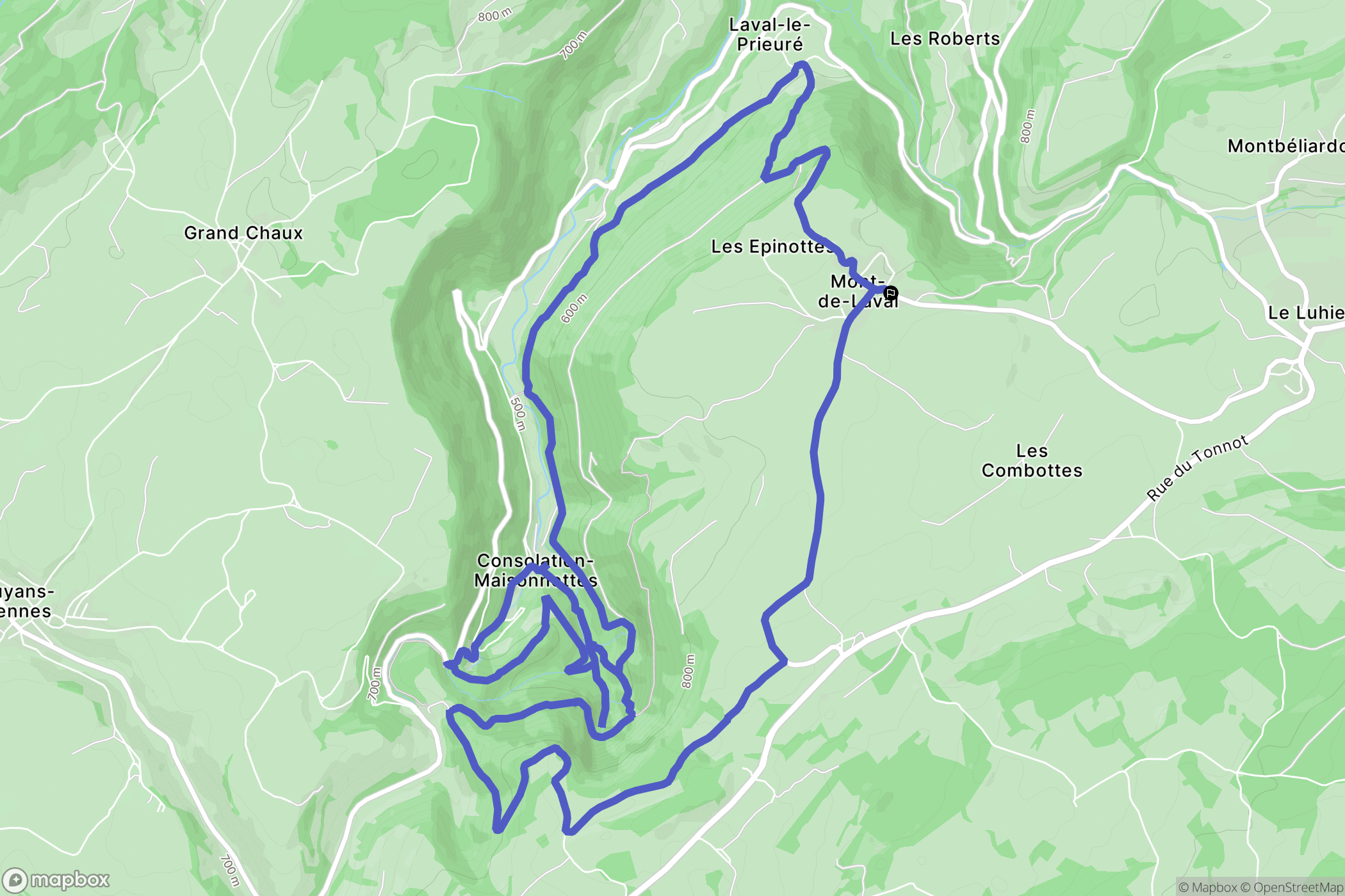 Mont-de-Laval : carte du parcours de randonnée - France