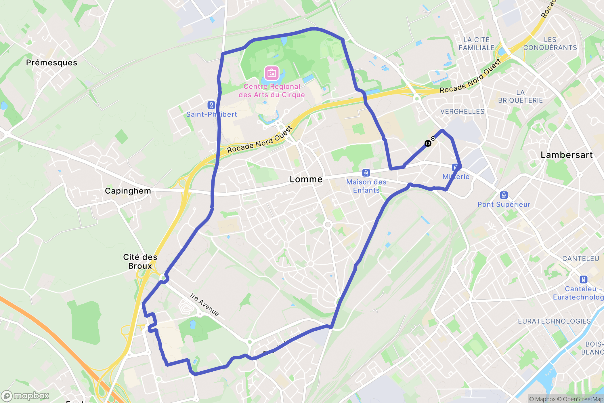 Lille : carte du parcours de randonnée - France