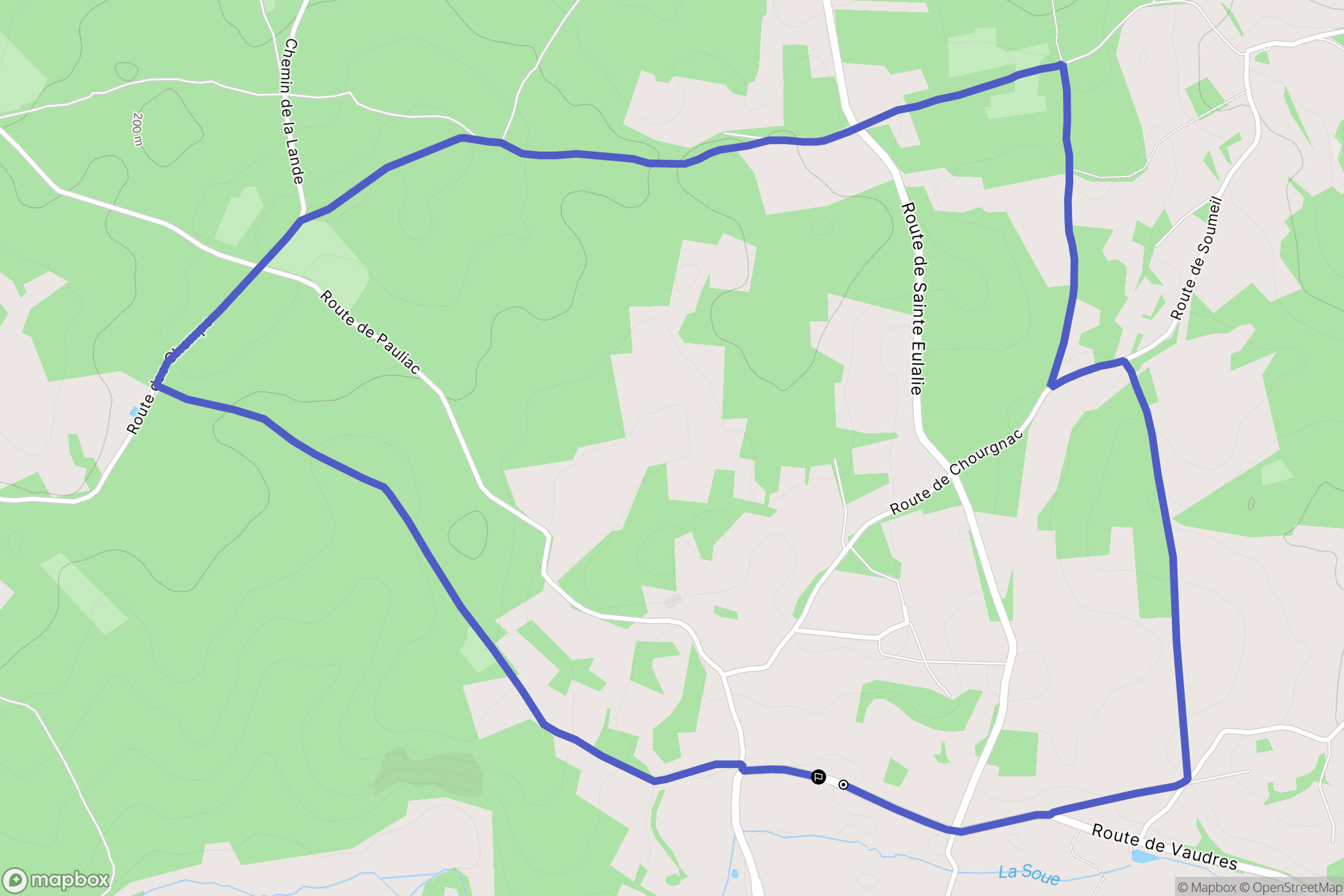 Gabillou : carte du parcours de randonnée - France