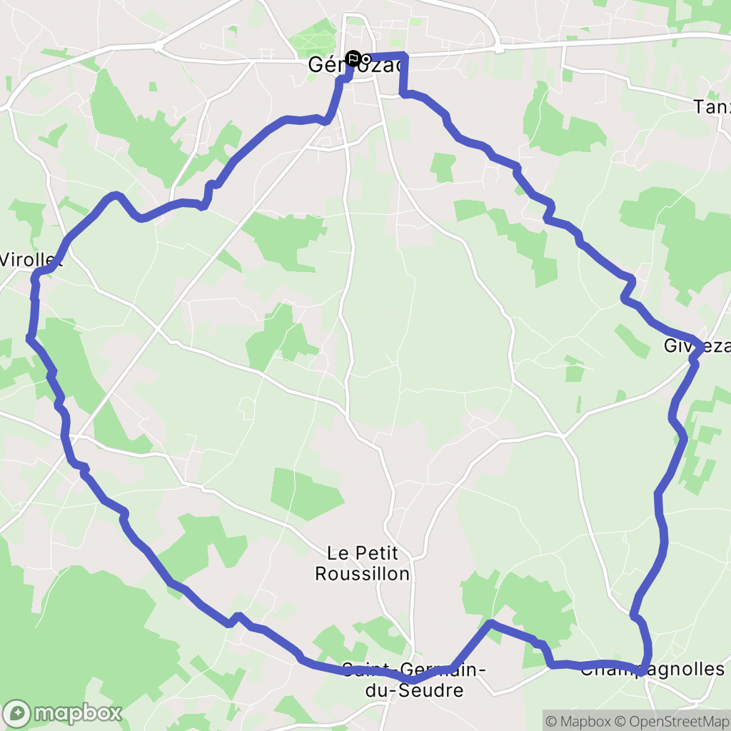 Gémozac : carte du parcours de randonnée - France